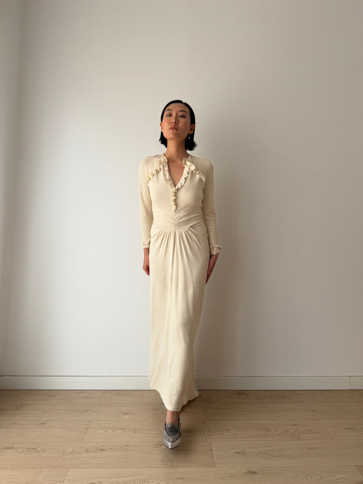 1930s Ivory Silk Blend Bridal Gown, Antique wedding dress