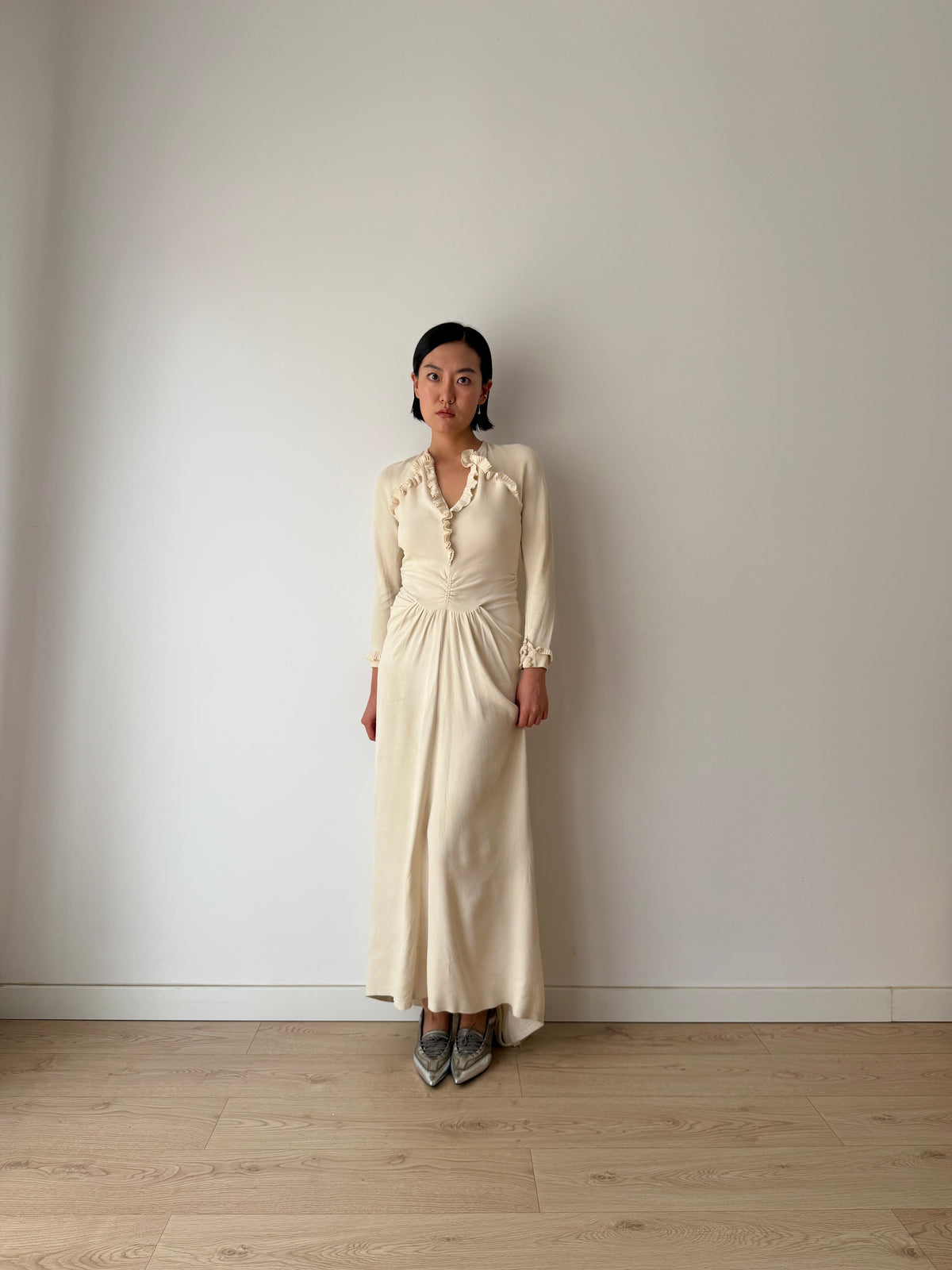 1930s Ivory Silk Blend Bridal Gown, Antique wedding dress
