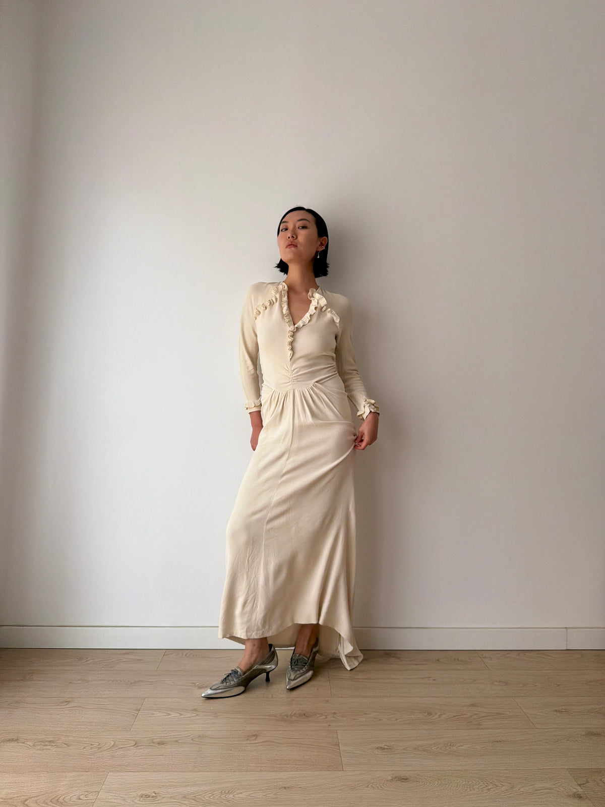 1930s Ivory Silk Blend Bridal Gown, Antique wedding dress