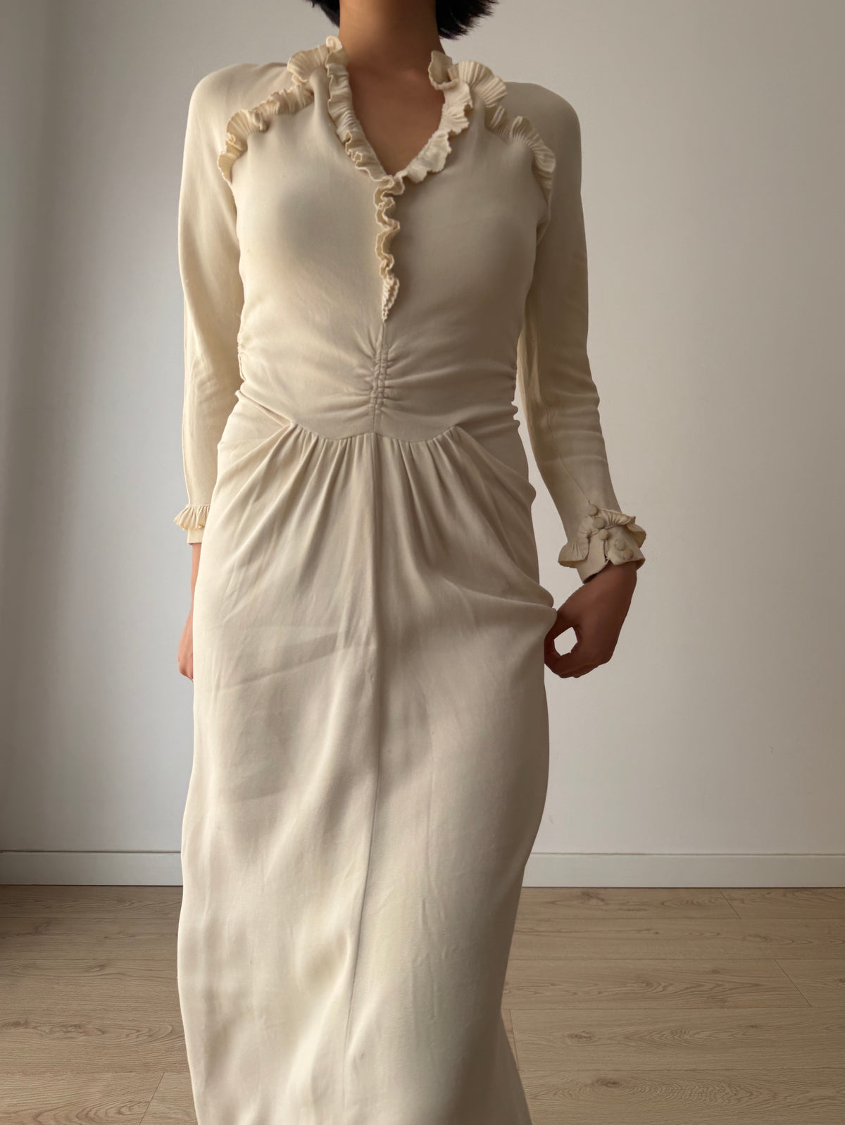 1930s Ivory Silk Blend Bridal Gown, Antique wedding dress