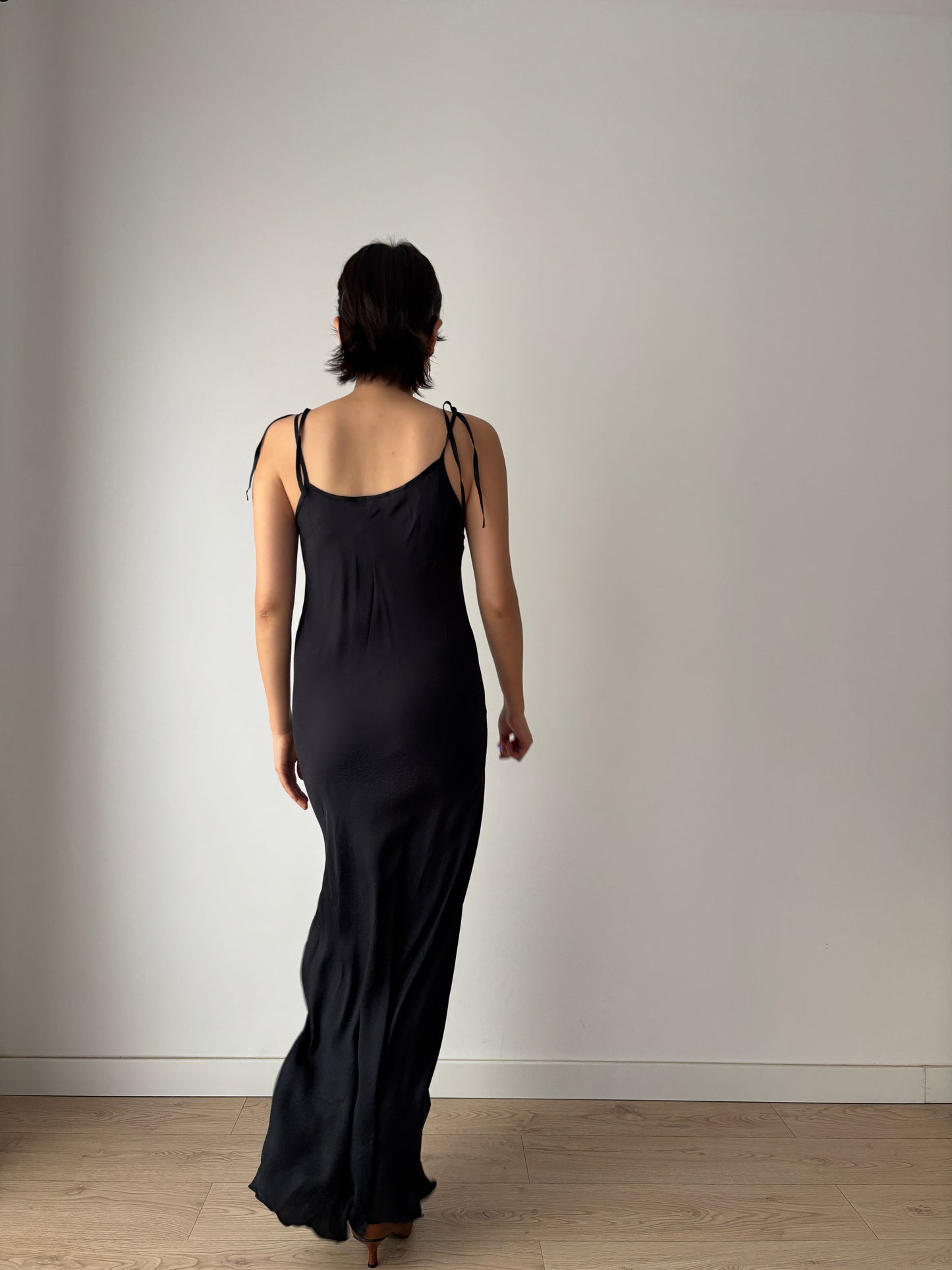 Vintage 1990s pure silk black silk gown