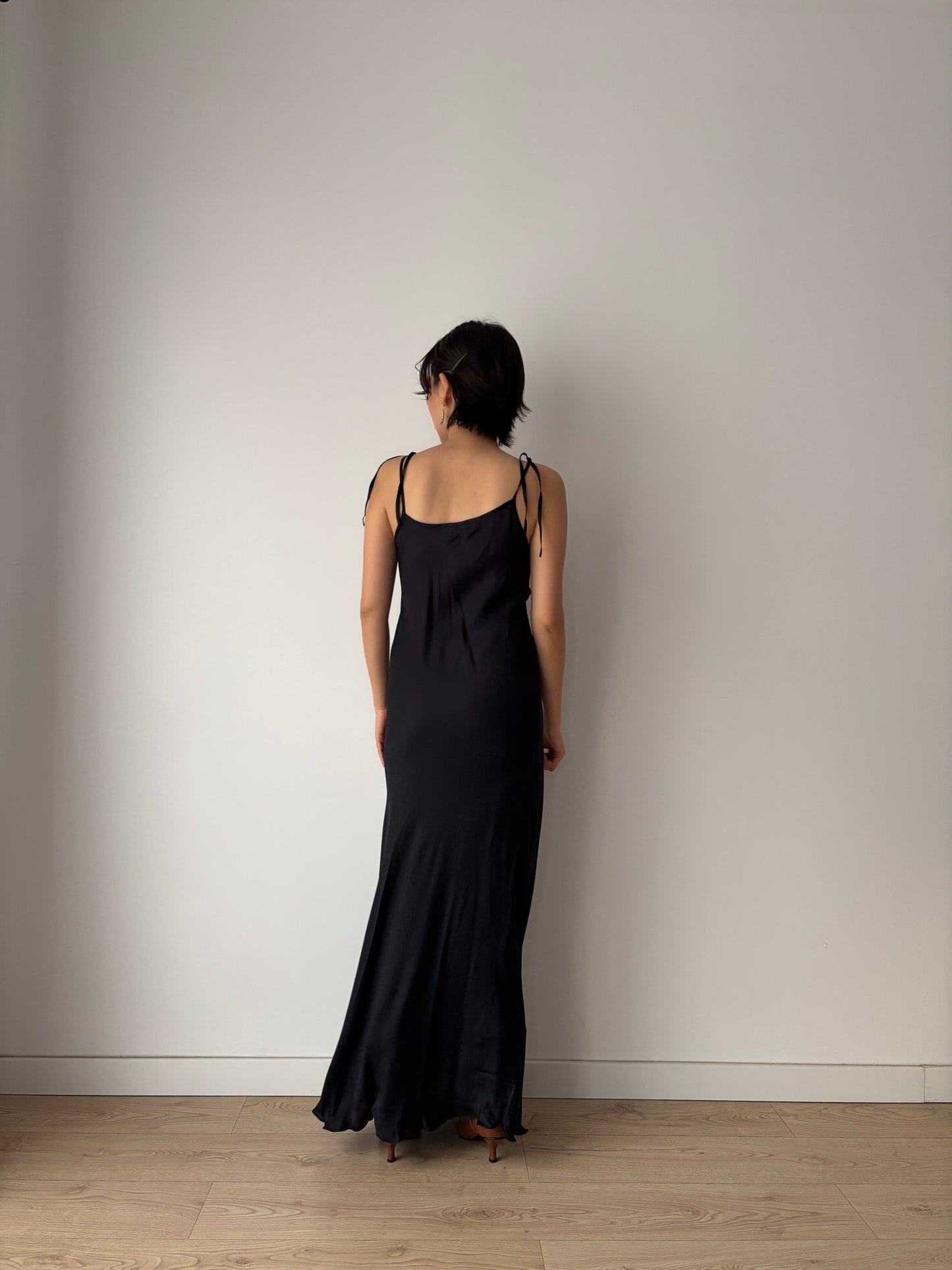 Vintage 1990s pure silk black silk gown