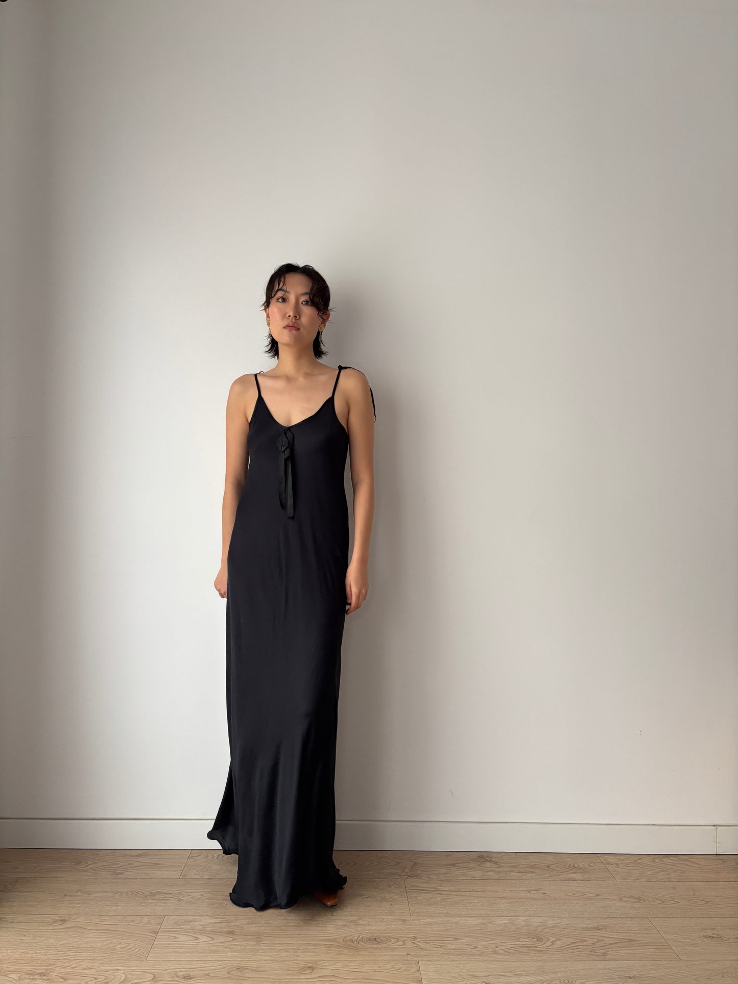 Vintage 1990s pure silk black silk gown