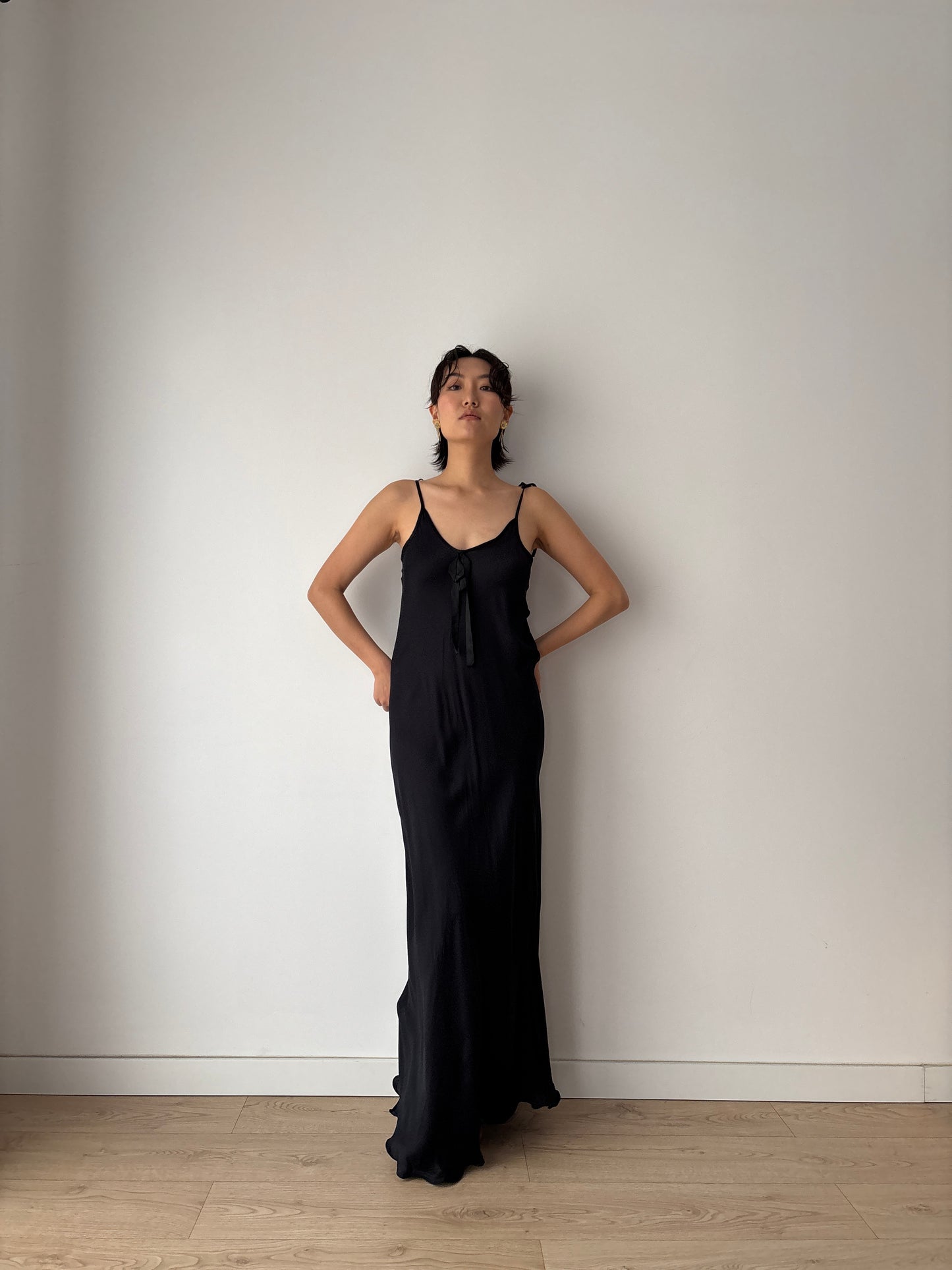 Vintage 1990s pure silk black silk gown
