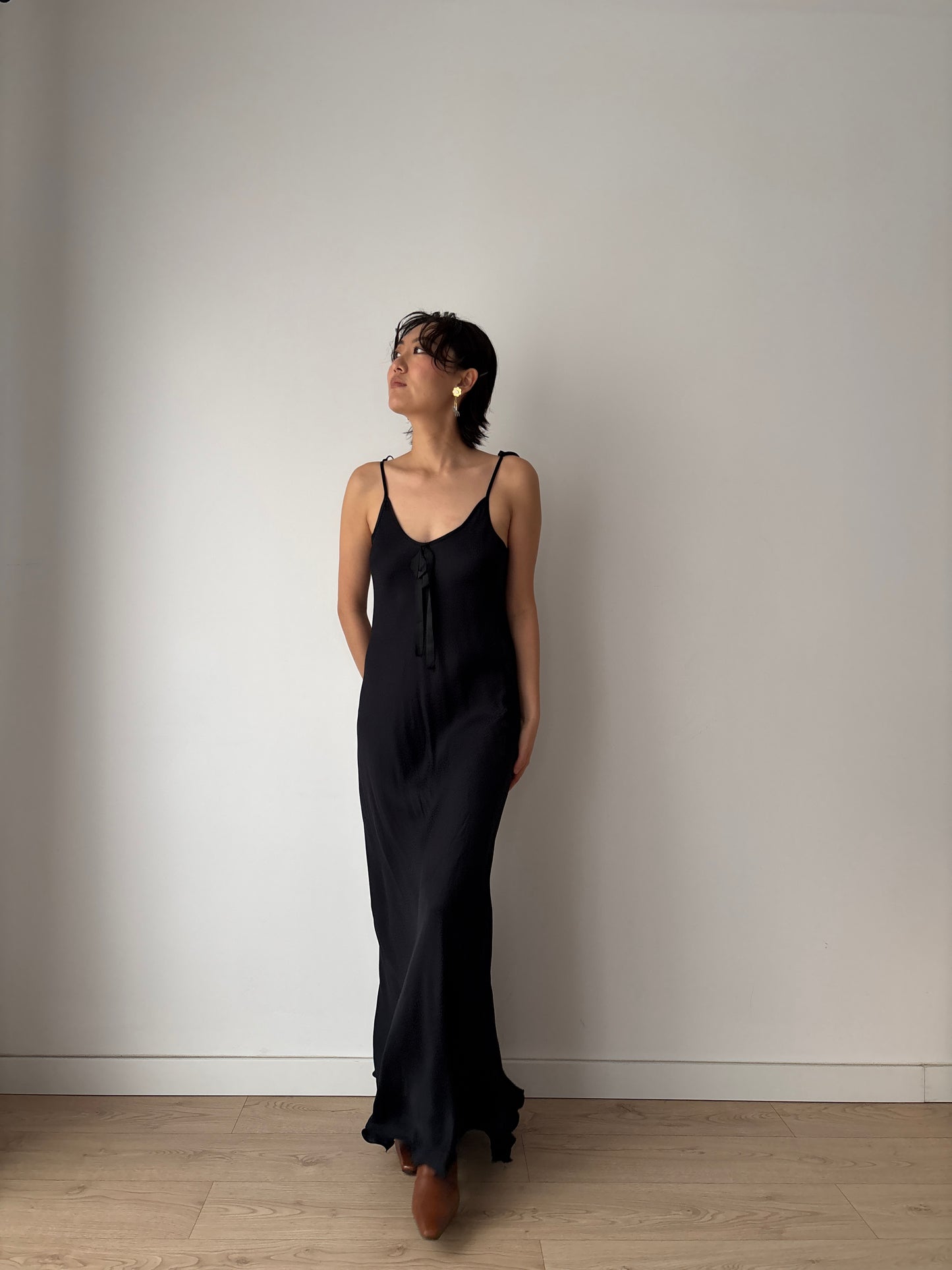 Vintage 1990s pure silk black silk gown