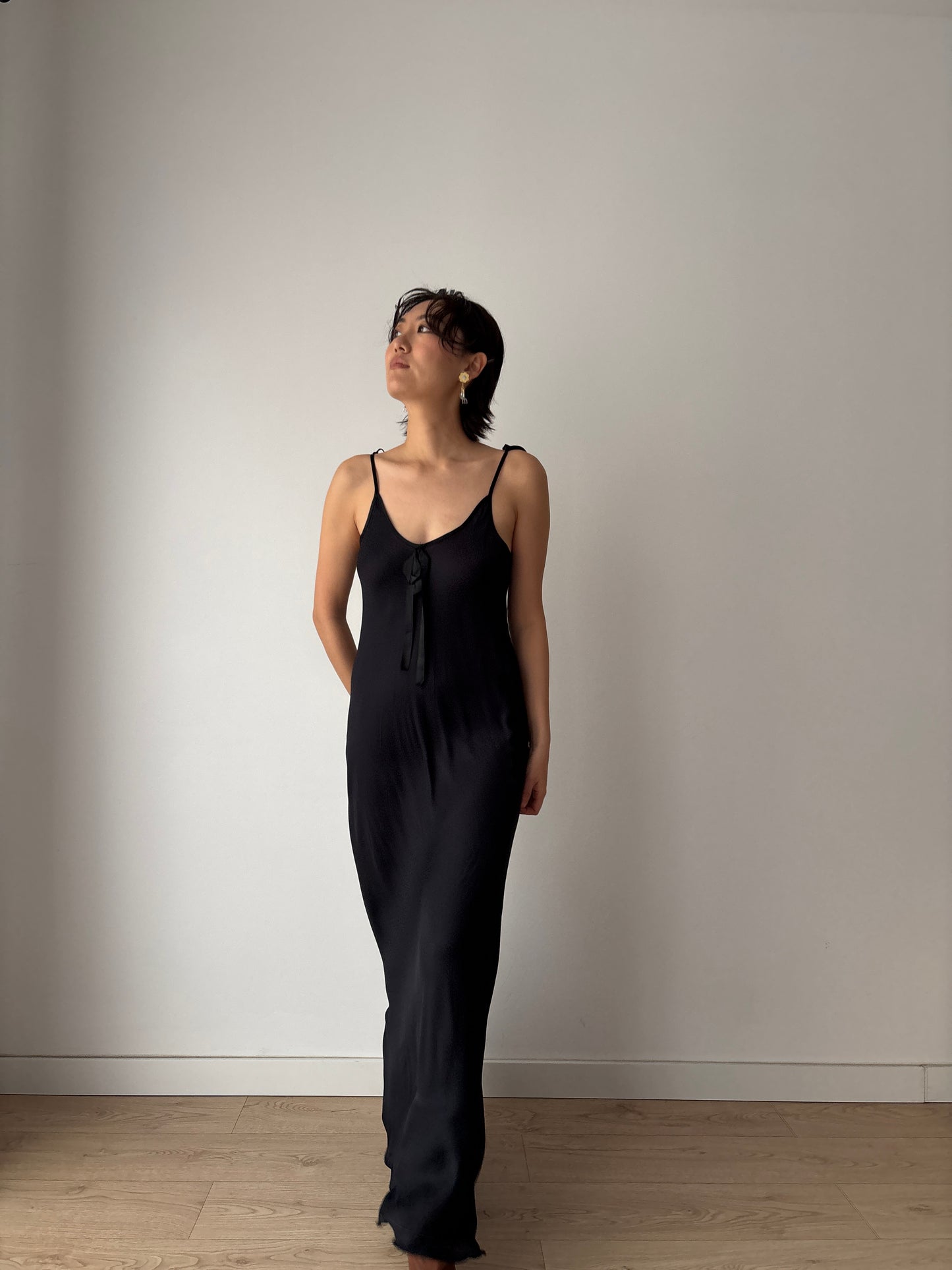 Vintage 1990s pure silk black silk gown