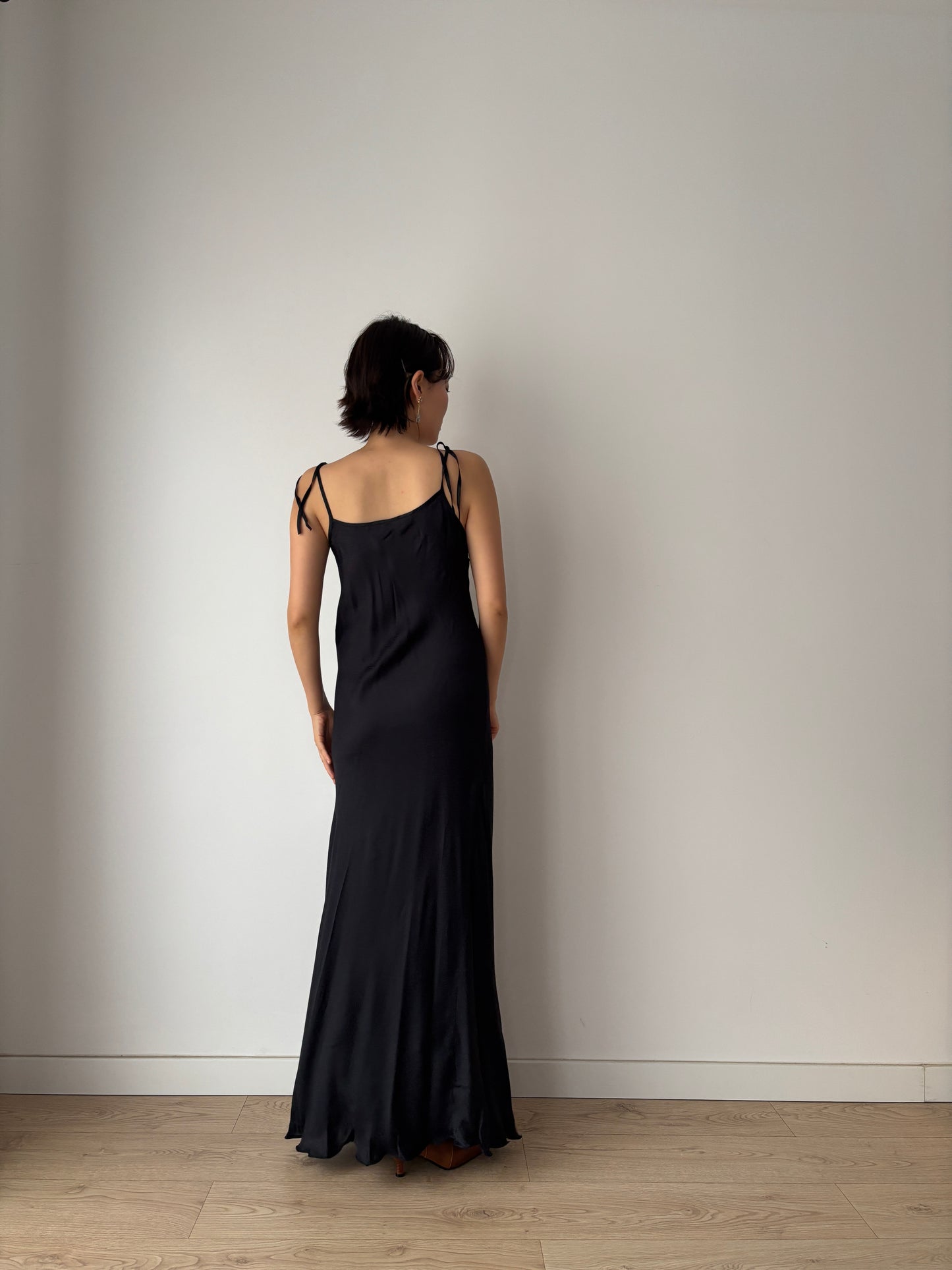 Vintage 1990s pure silk black silk gown