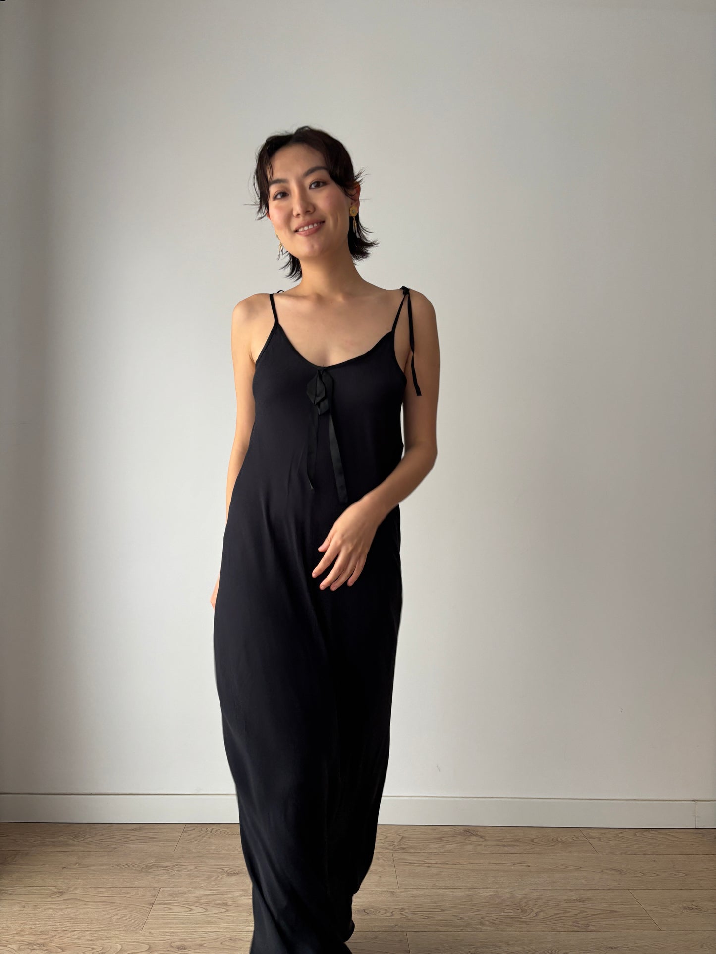 Vintage 1990s pure silk black silk gown