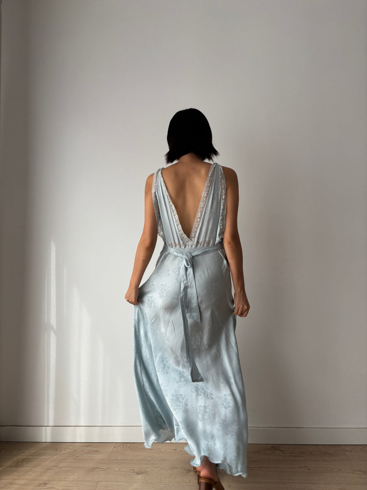 Vintage pure silk blue dress