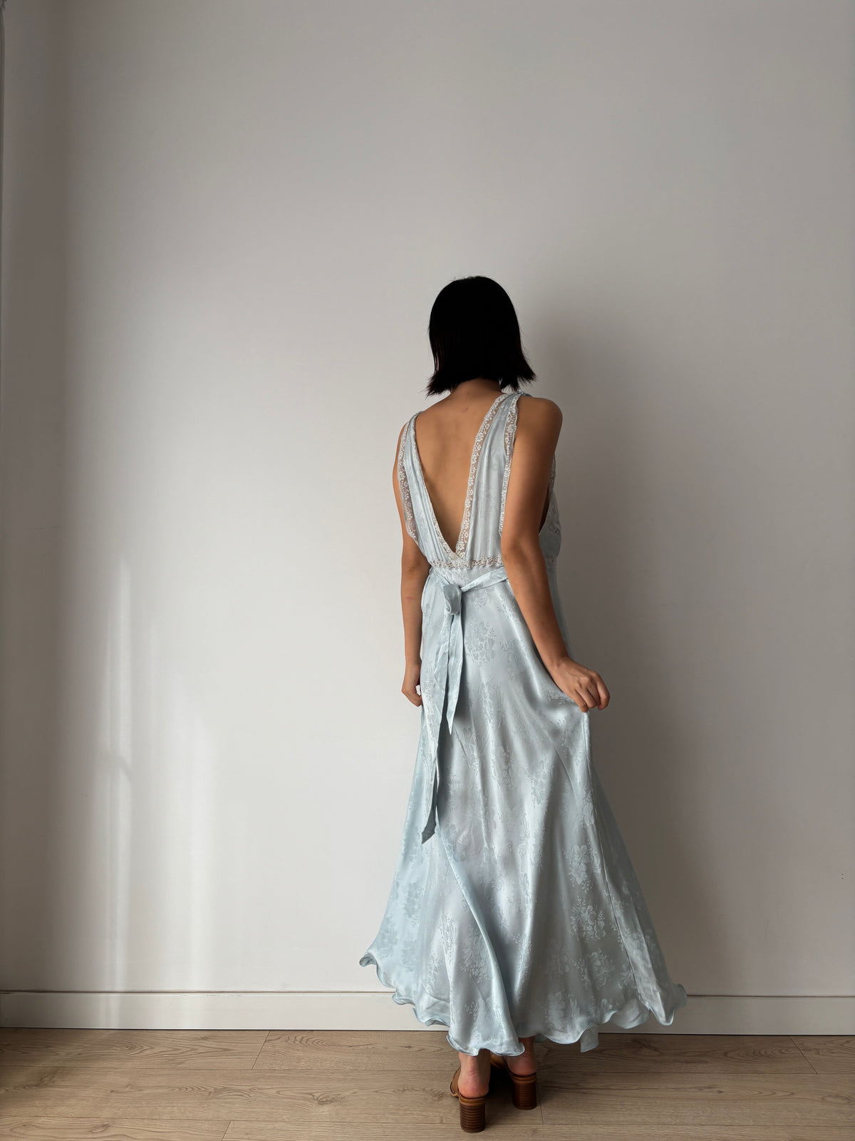 Vintage pure silk blue dress