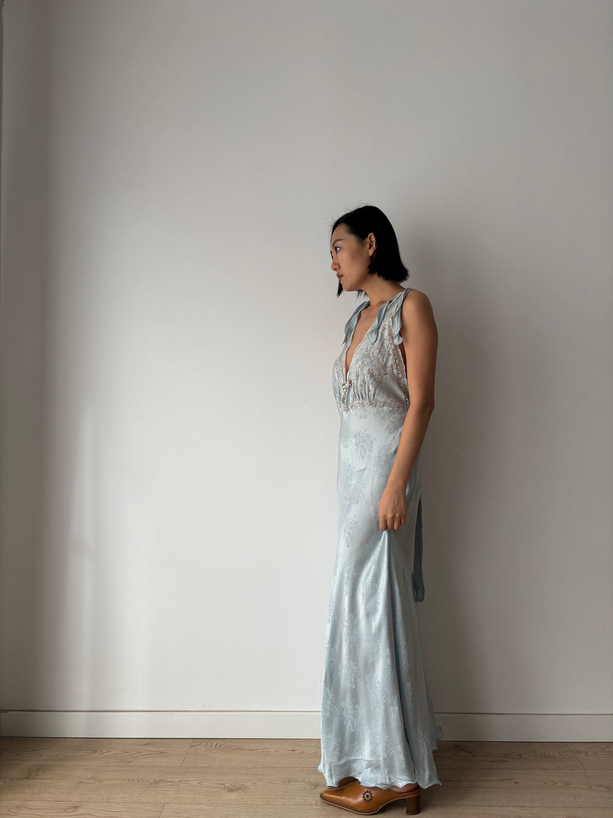 Vintage pure silk blue dress