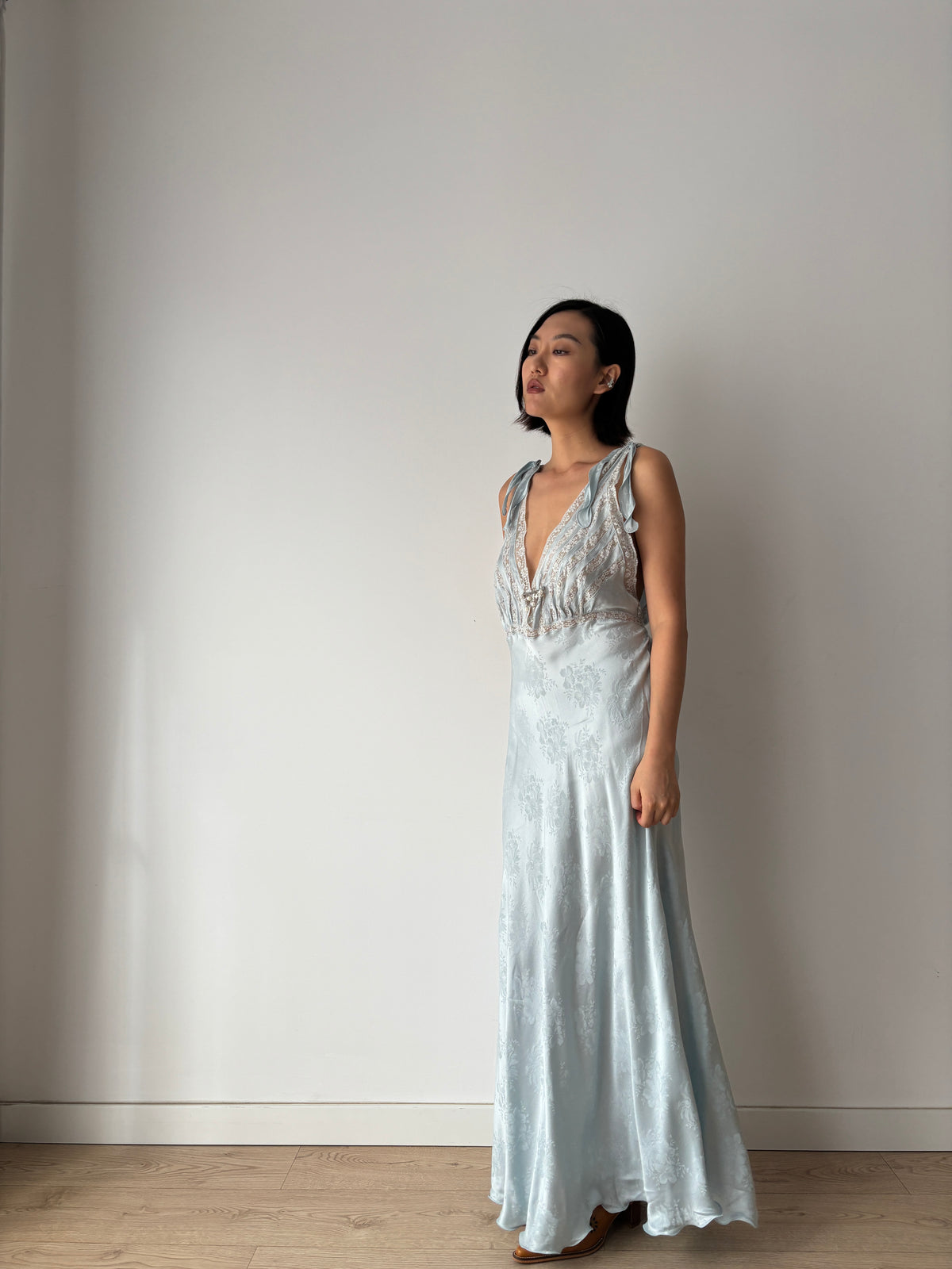 Vintage pure silk blue dress