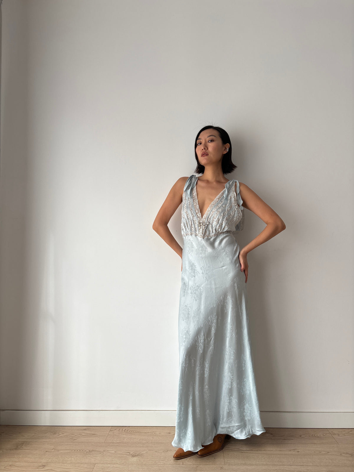 Vintage pure silk blue dress