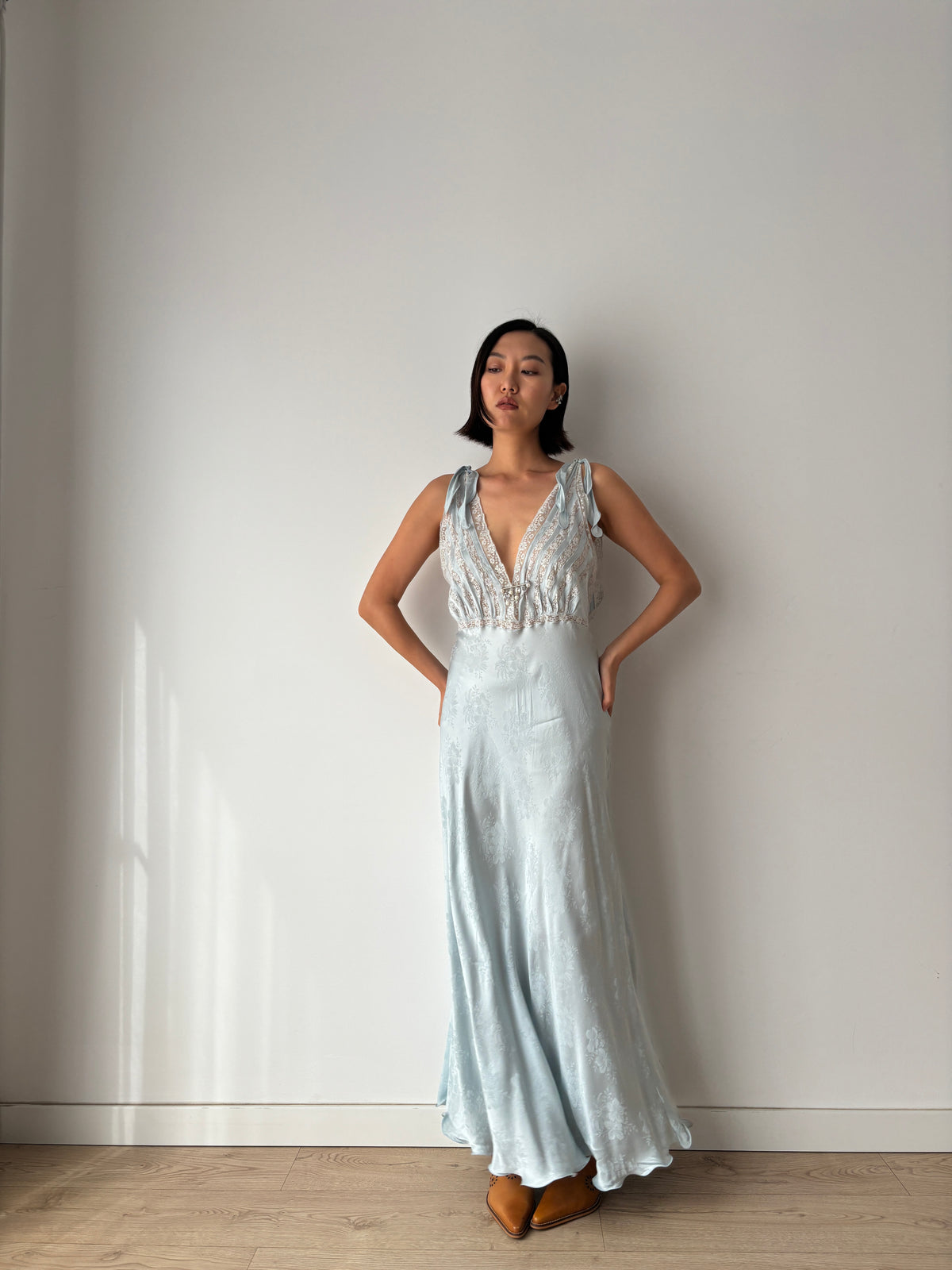 Vintage pure silk blue dress