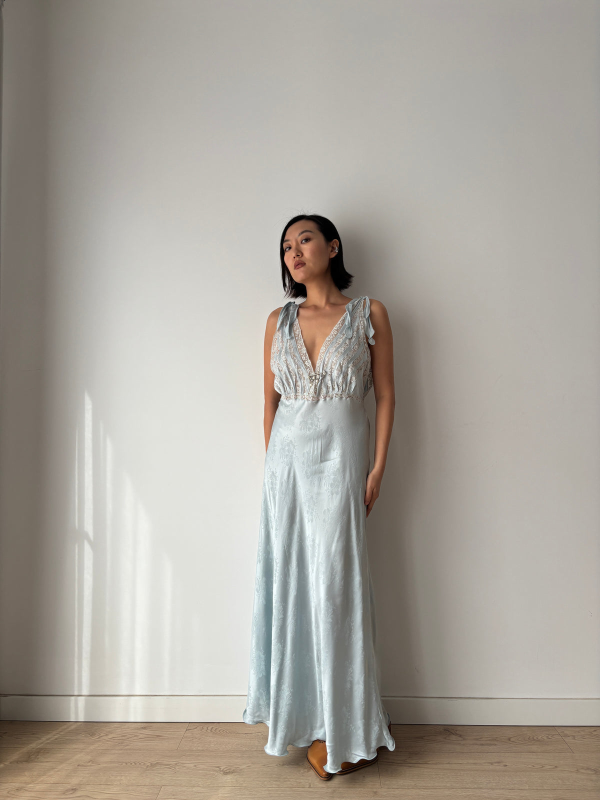 Vintage pure silk blue dress