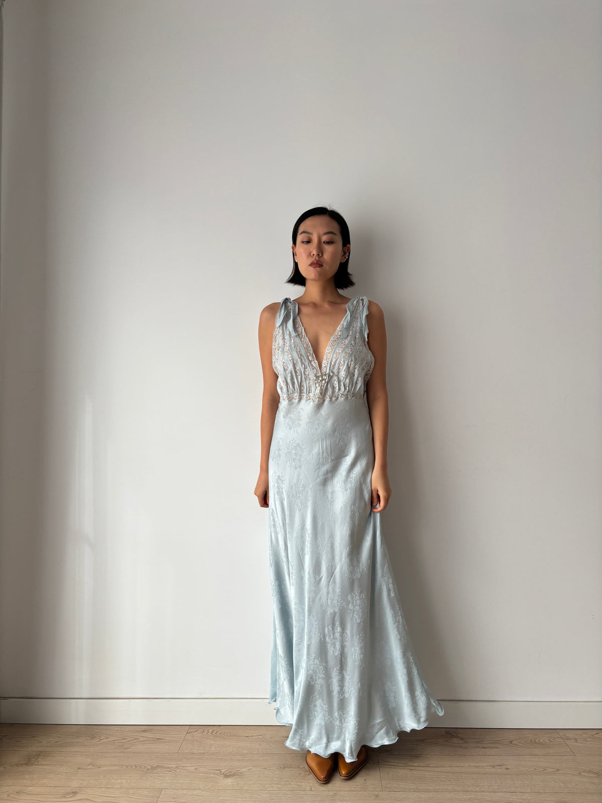 Vintage pure silk blue dress