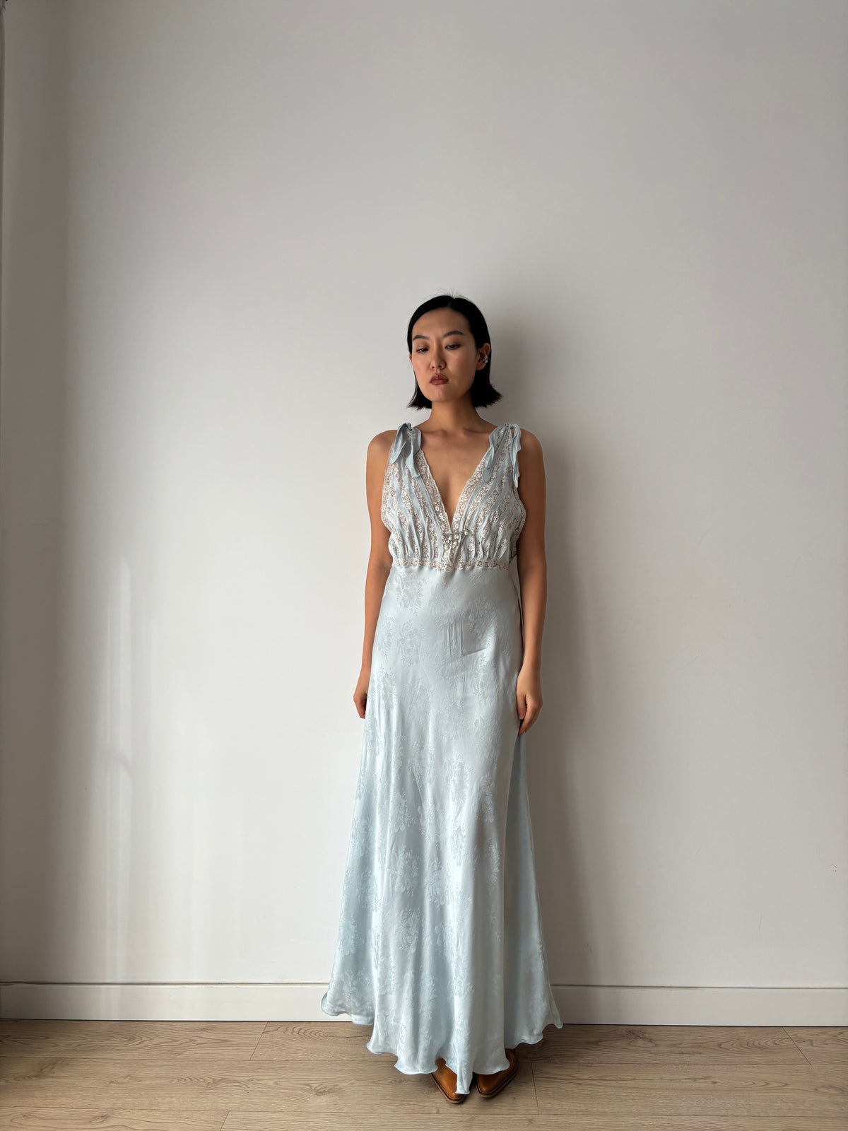Vintage pure silk blue dress