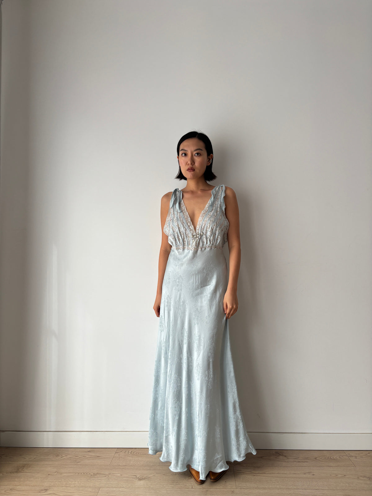 Vintage pure silk blue dress