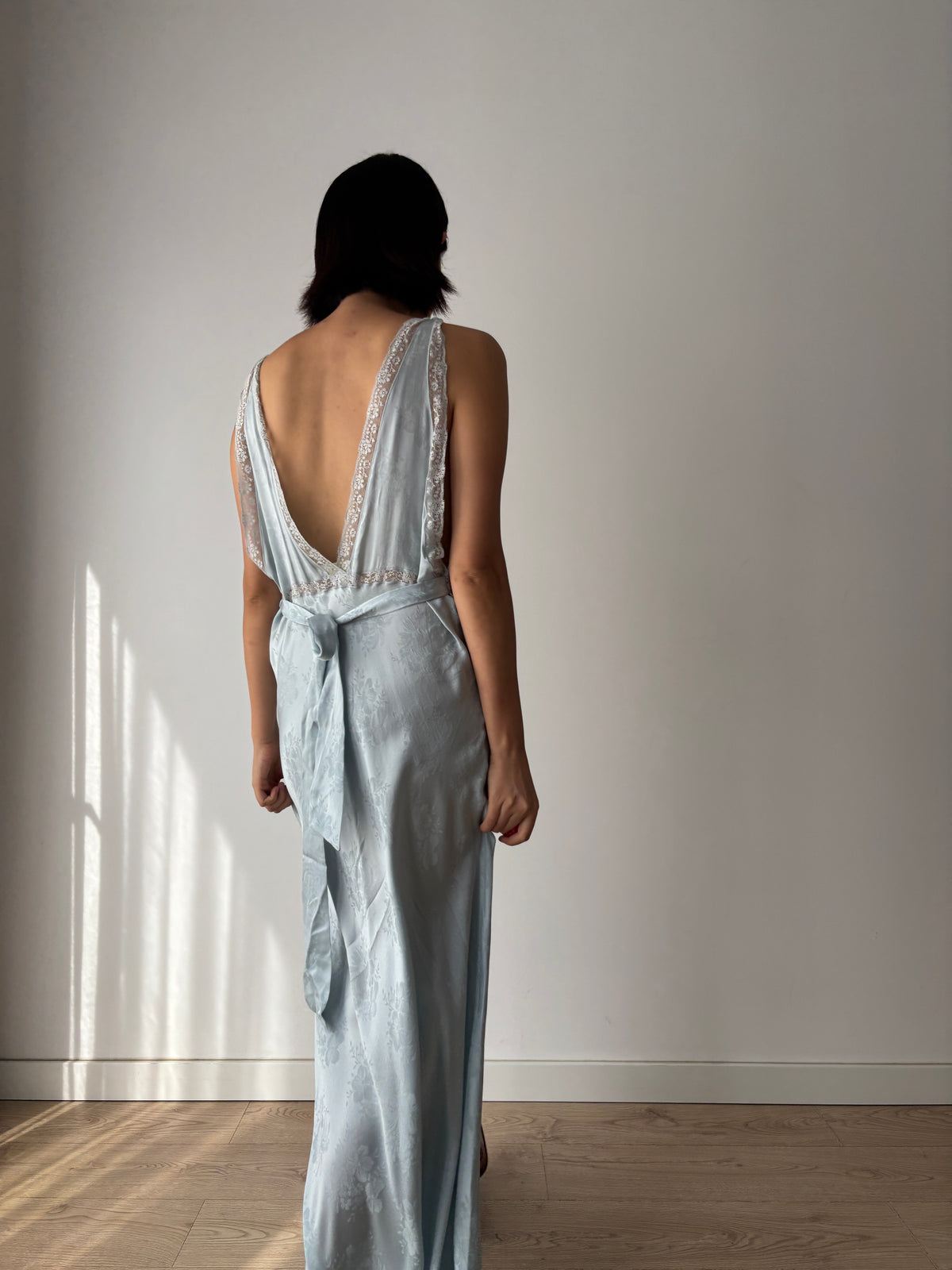 Vintage pure silk blue dress