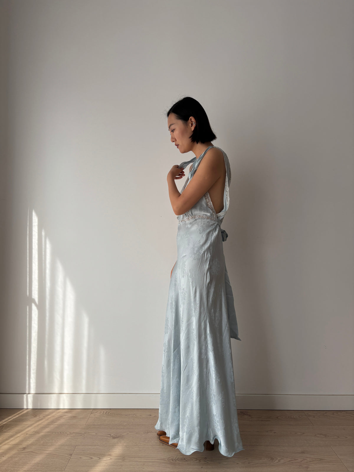 Vintage pure silk blue dress