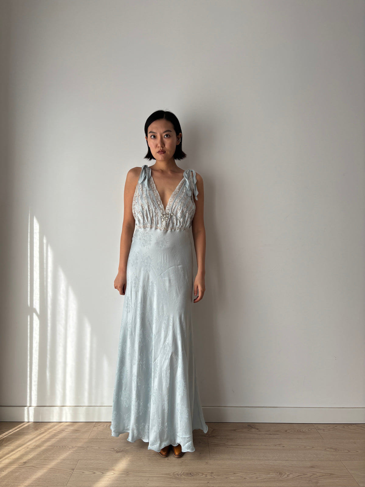 Vintage pure silk blue dress