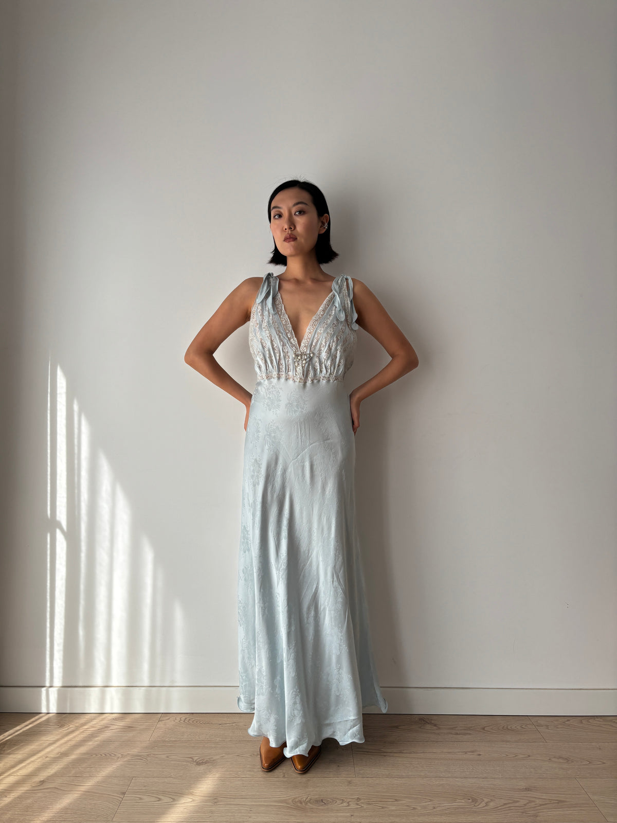 Vintage pure silk blue dress
