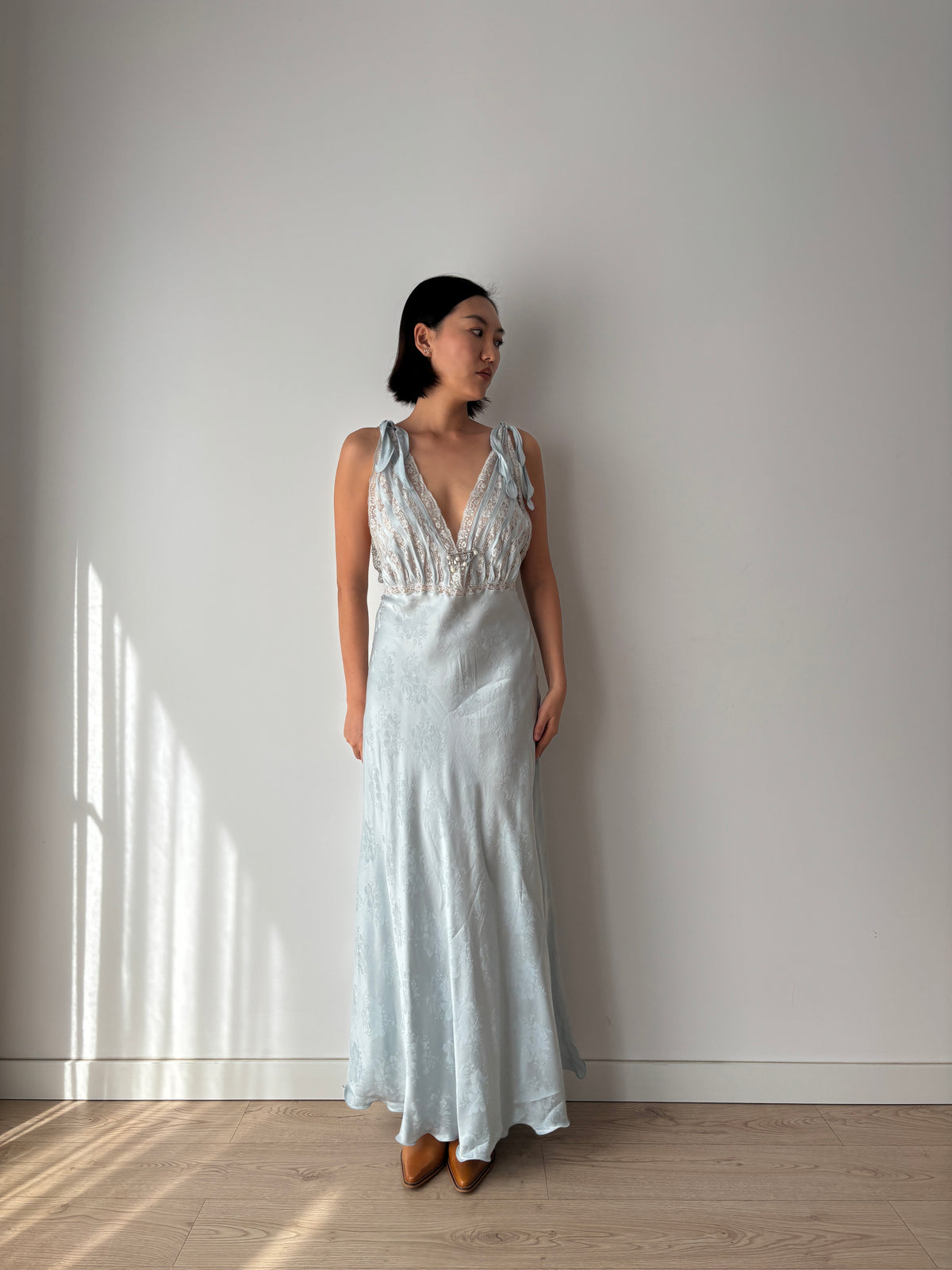 Vintage pure silk blue dress