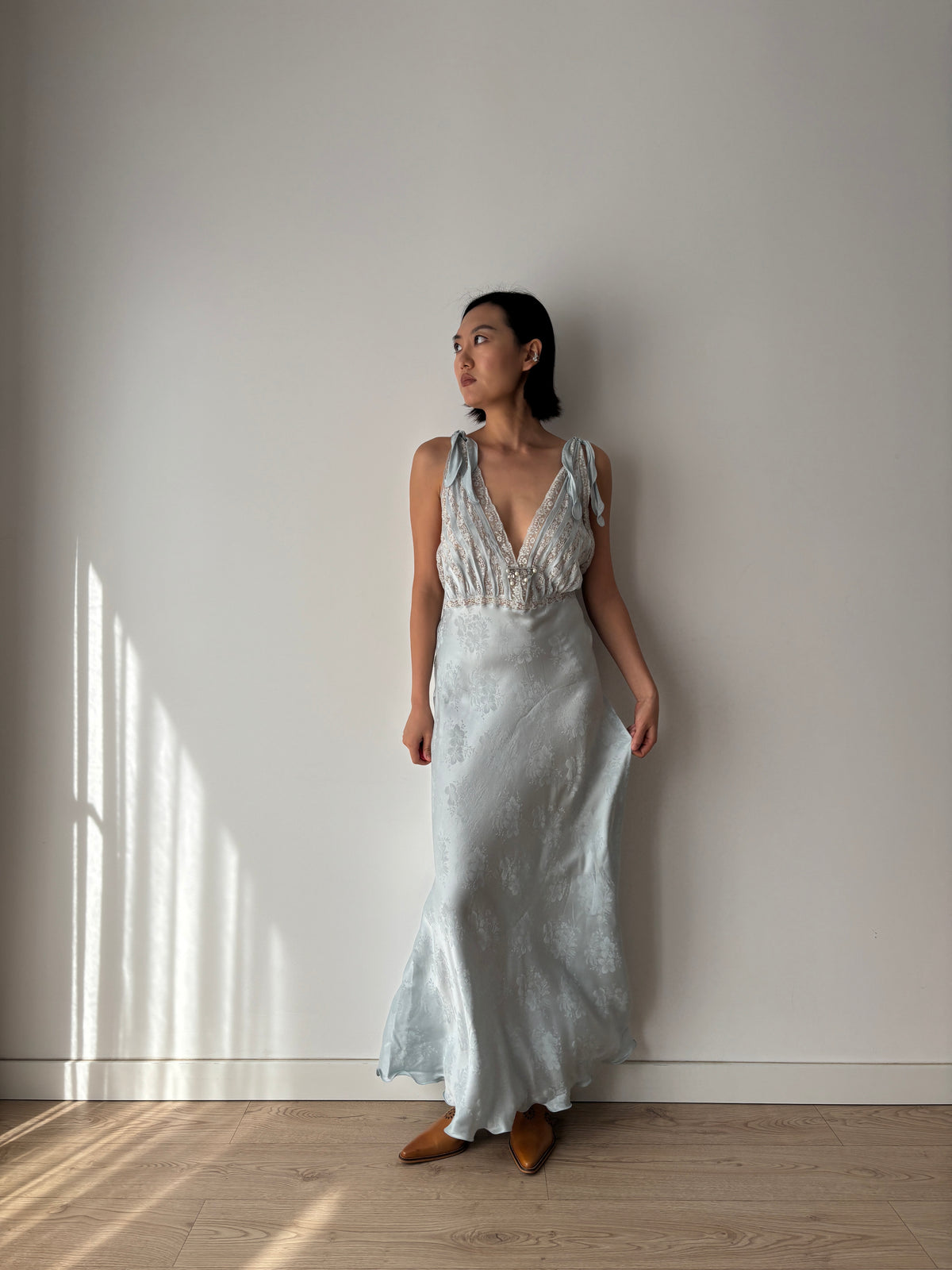 Vintage pure silk blue dress