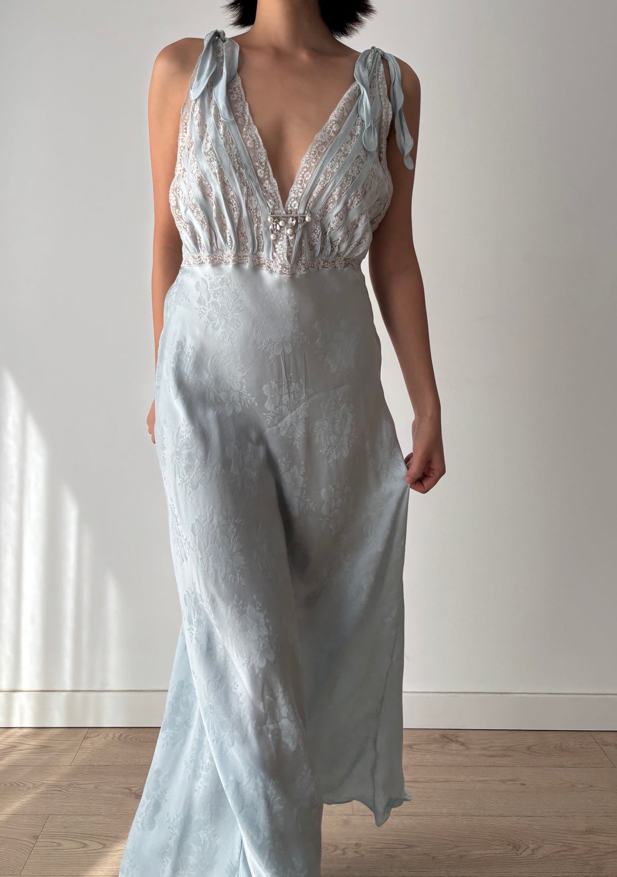 Vintage pure silk blue dress