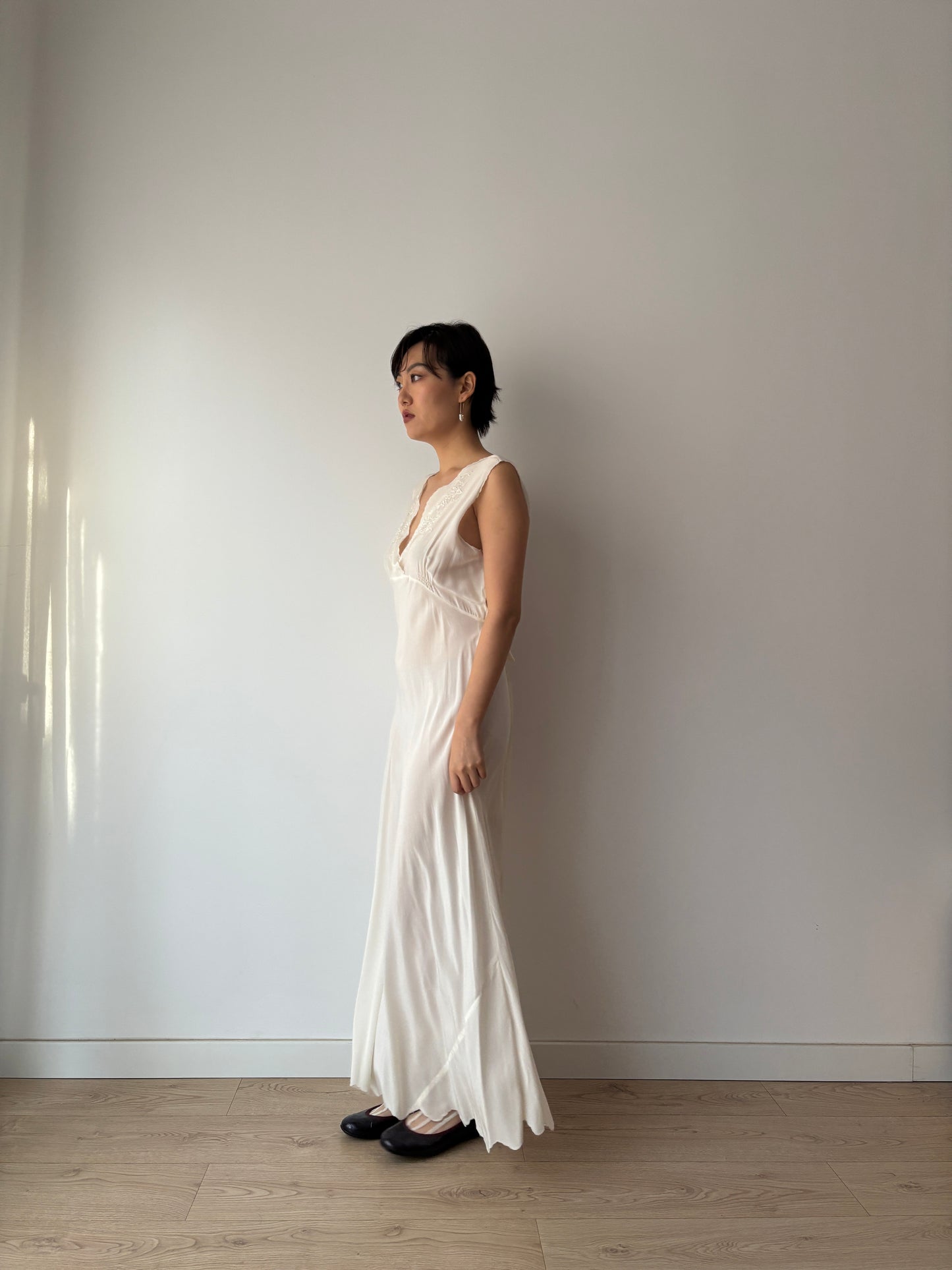 1940s pure silk nightgown with embroidery