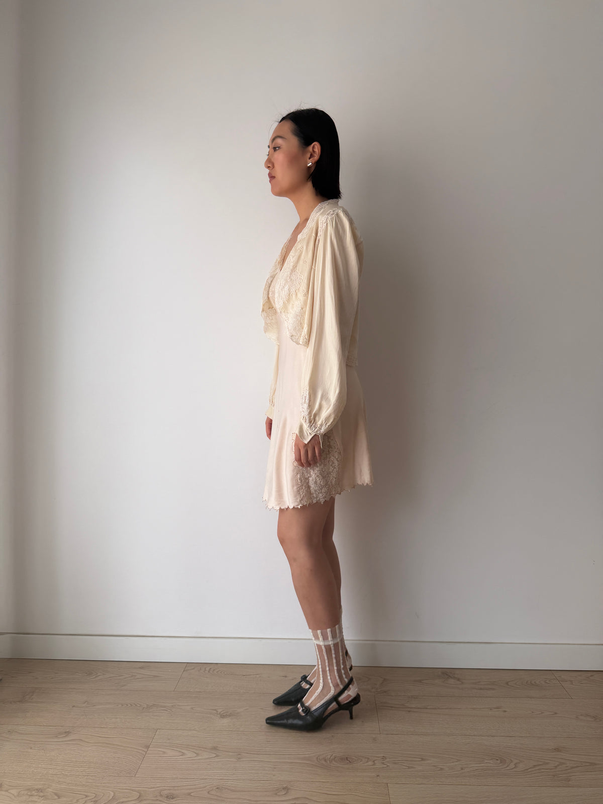 1930s pure silk bed jacket
