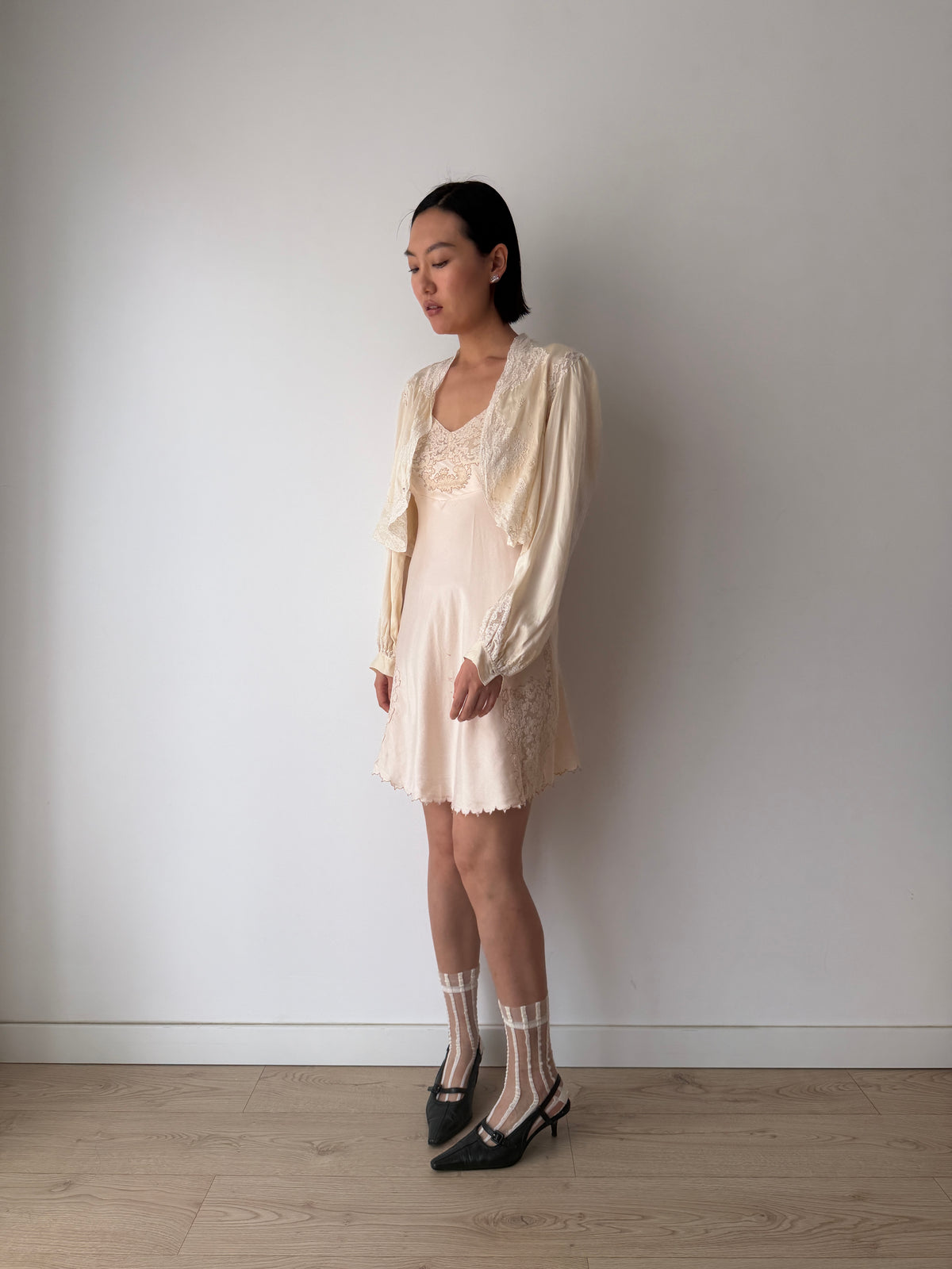 1930s pure silk bed jacket
