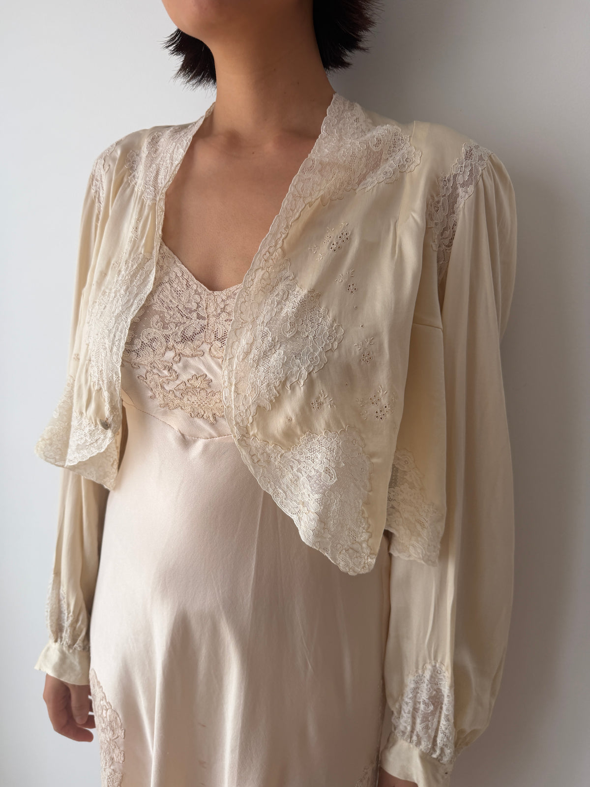 1930s pure silk bed jacket