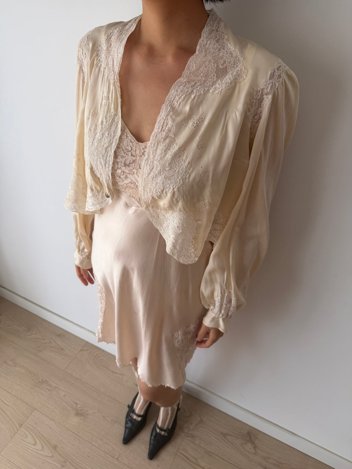 1930s pure silk bed jacket