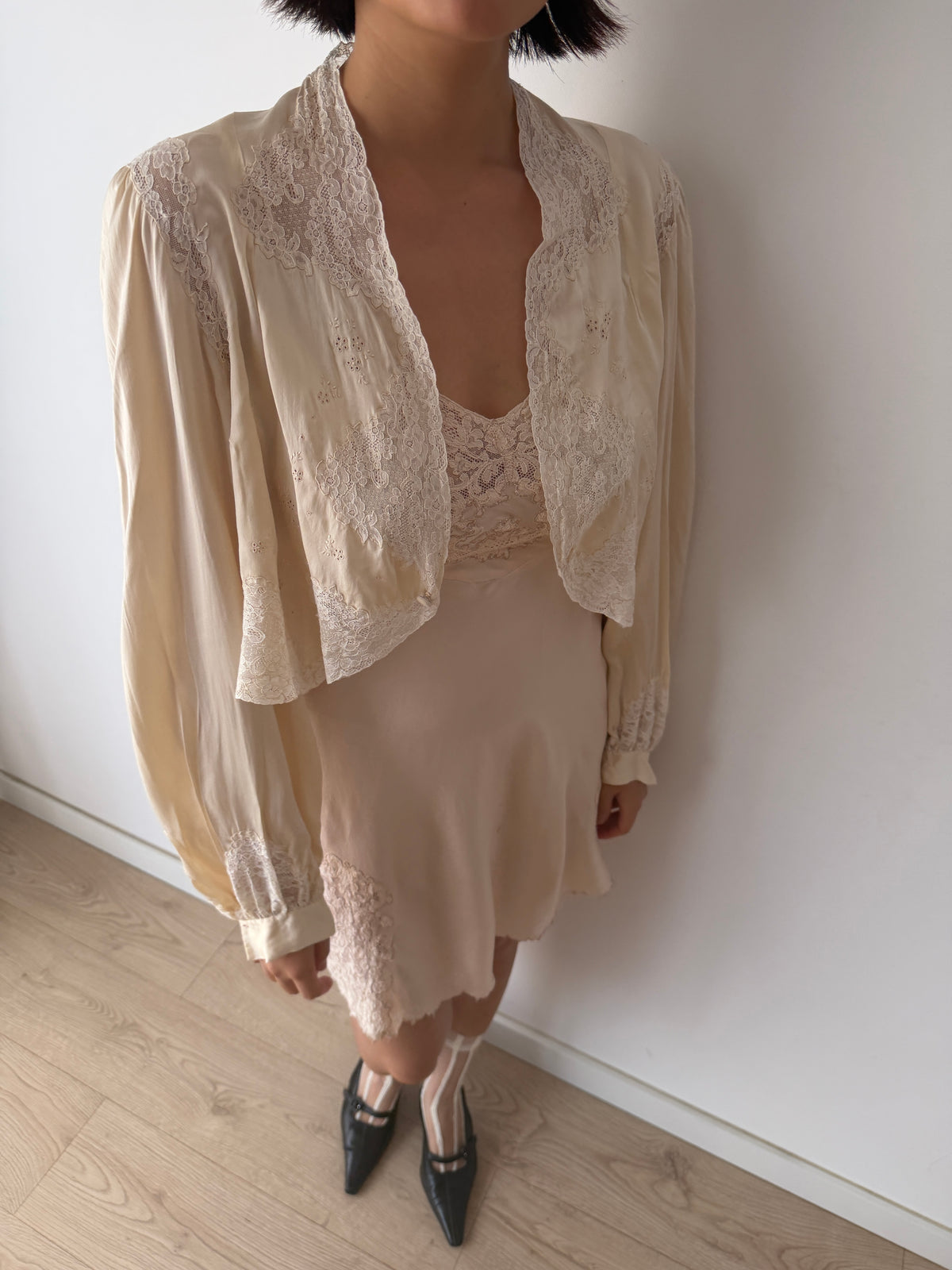 1930s pure silk bed jacket