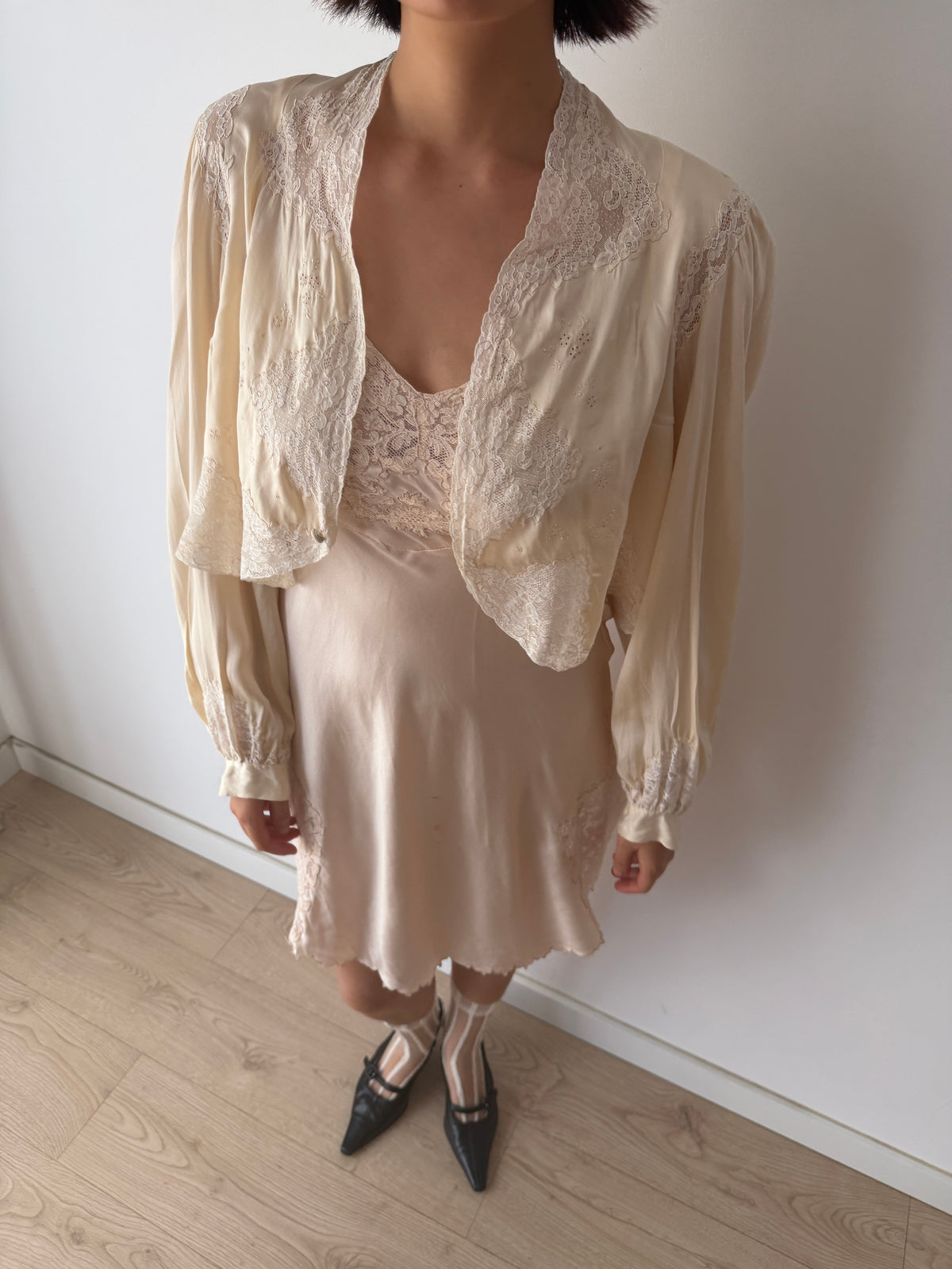 1930s pure silk bed jacket