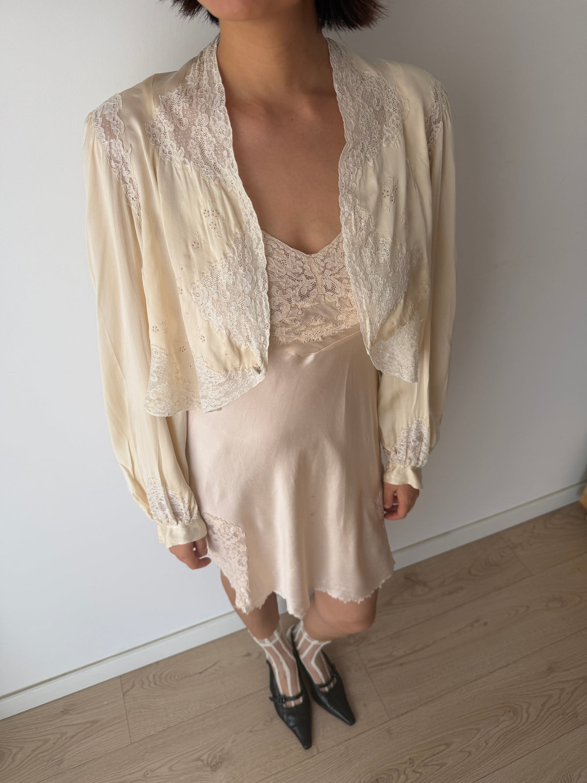 1930s pure silk bed jacket