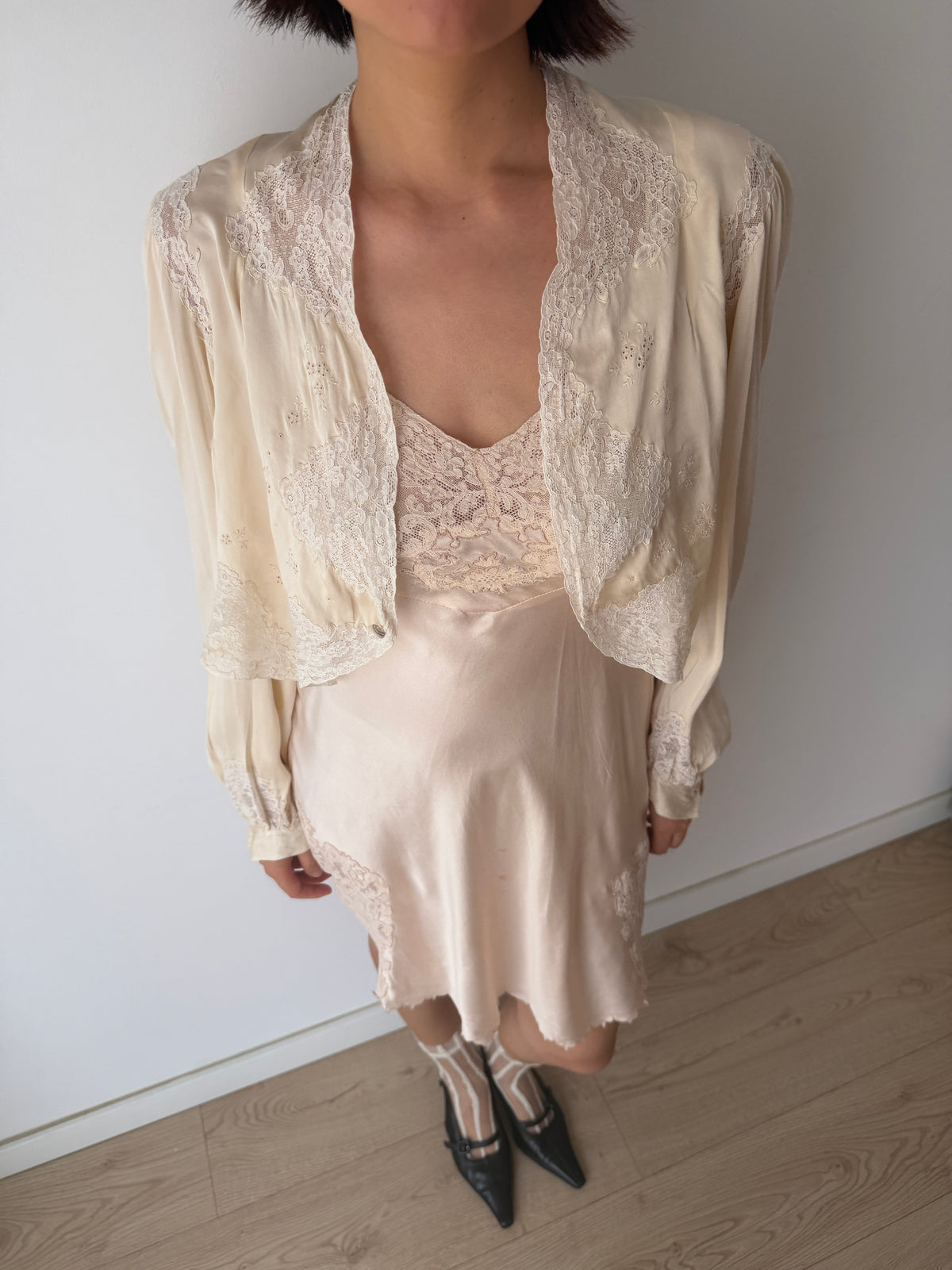 1930s pure silk bed jacket