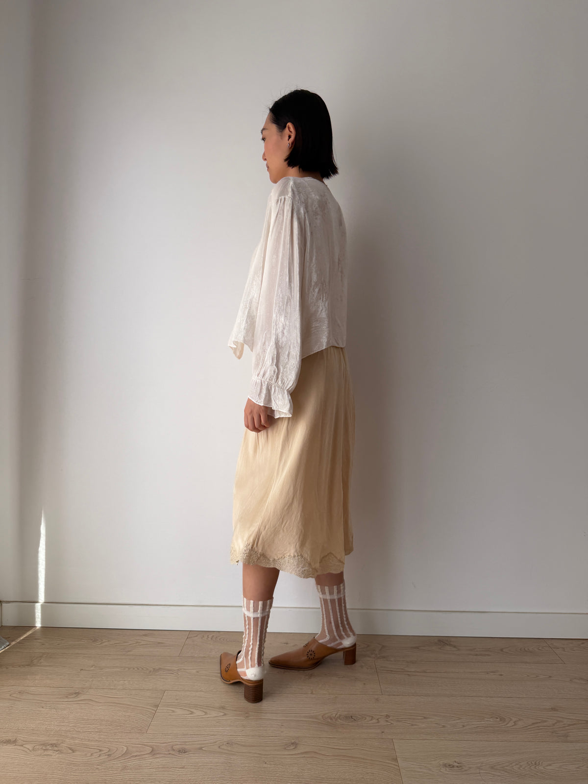 1930s Silk Velvet Bed Jacket | Antique Ivory Lace Trimmed Bolero | Vintage Loungewear
