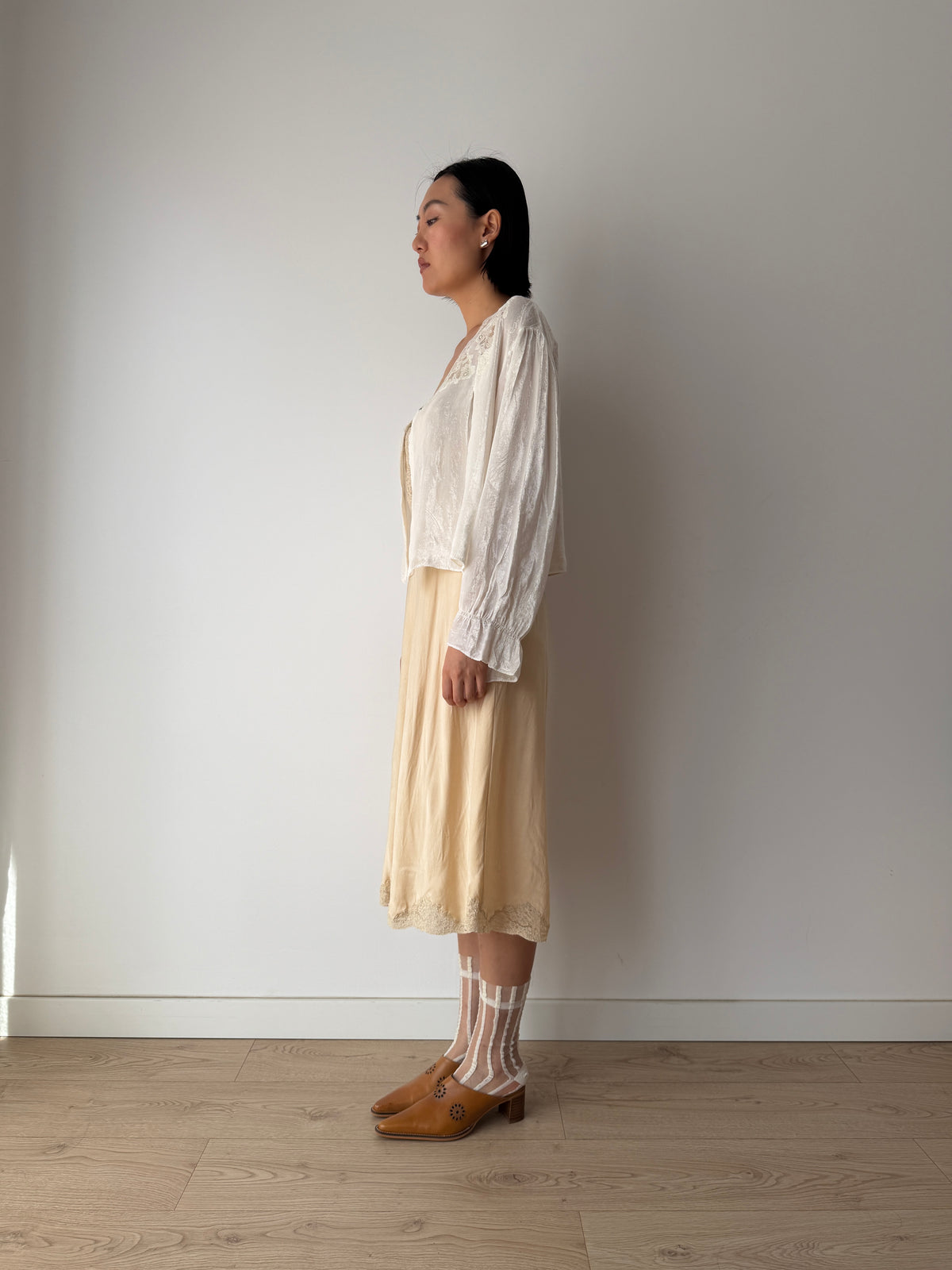 1930s Silk Velvet Bed Jacket | Antique Ivory Lace Trimmed Bolero | Vintage Loungewear
