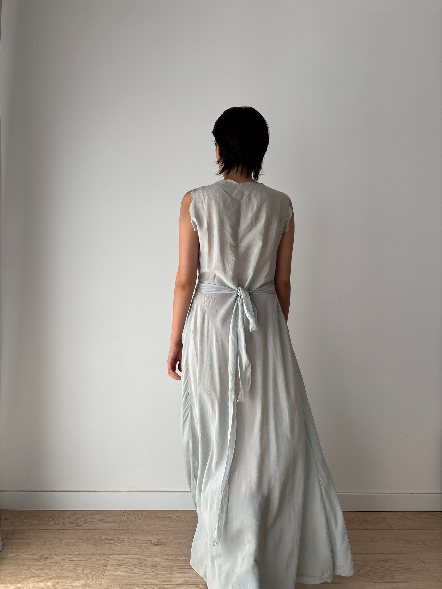 Antique vintage 1930s 1940s liquid pure silk crepe maxi dress