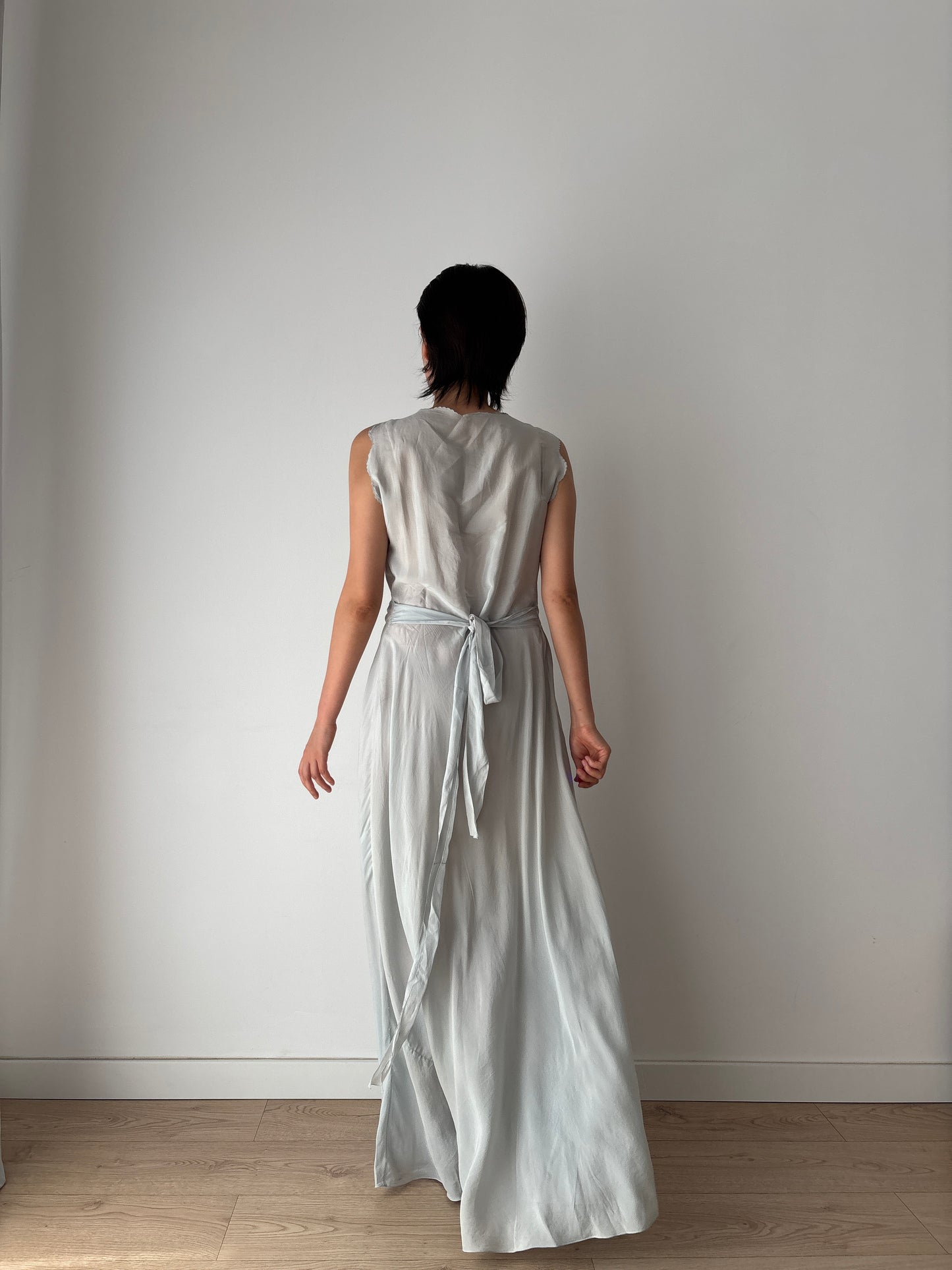 Antique vintage 1930s 1940s liquid pure silk crepe maxi dress