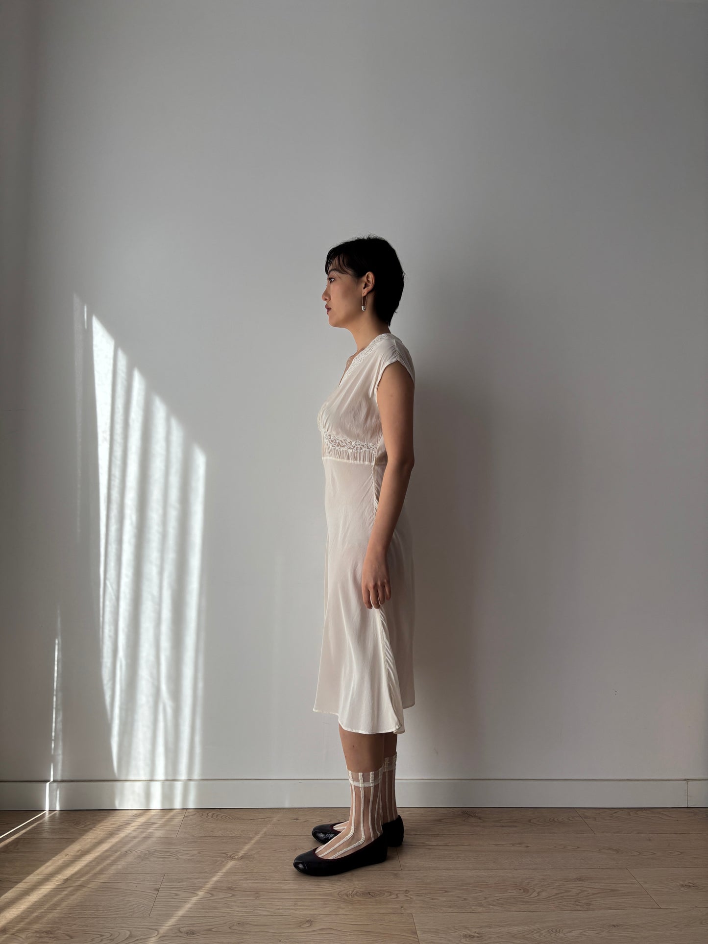 1930s French Lace & Silk Slip Dress: Bridal or Evening Wear