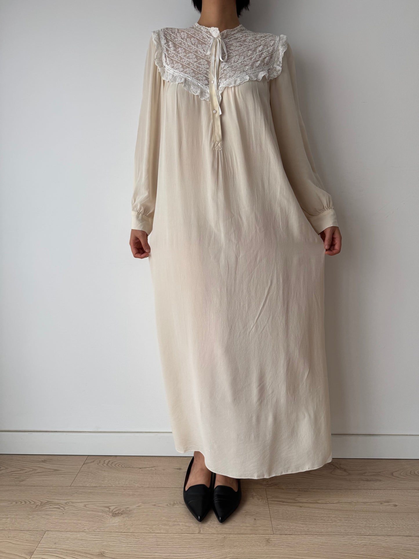 Vintage pure silk lace nightgown