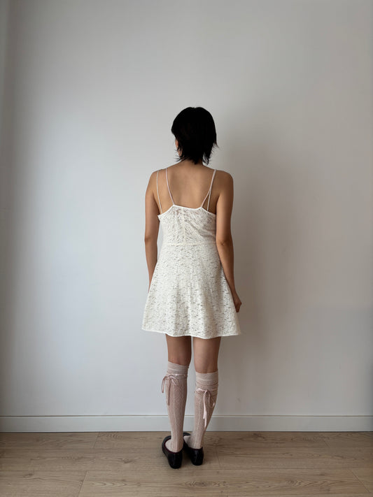 1930s Antique White Rich Lace Edwardian cotton Slip mini dress