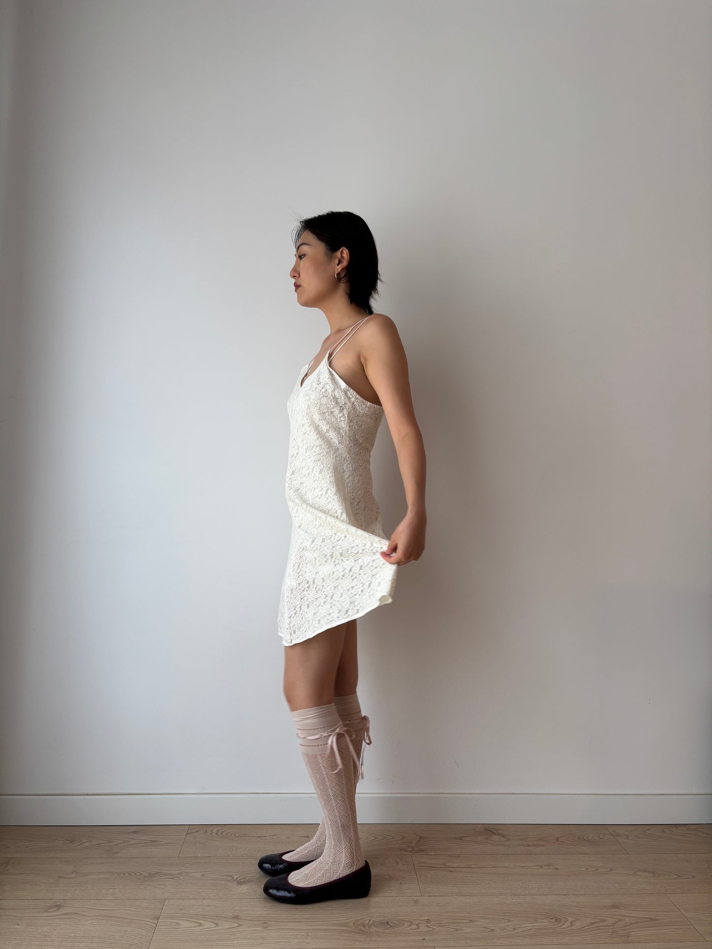 1930s Antique White Rich Lace Edwardian cotton Slip mini dress