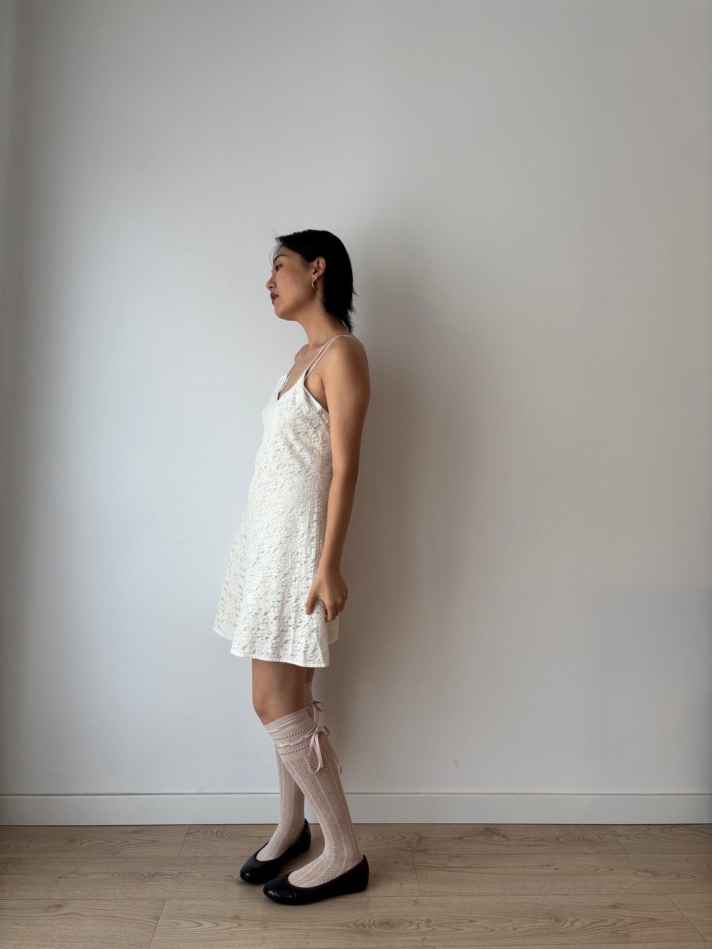 1930s Antique White Rich Lace Edwardian cotton Slip mini dress