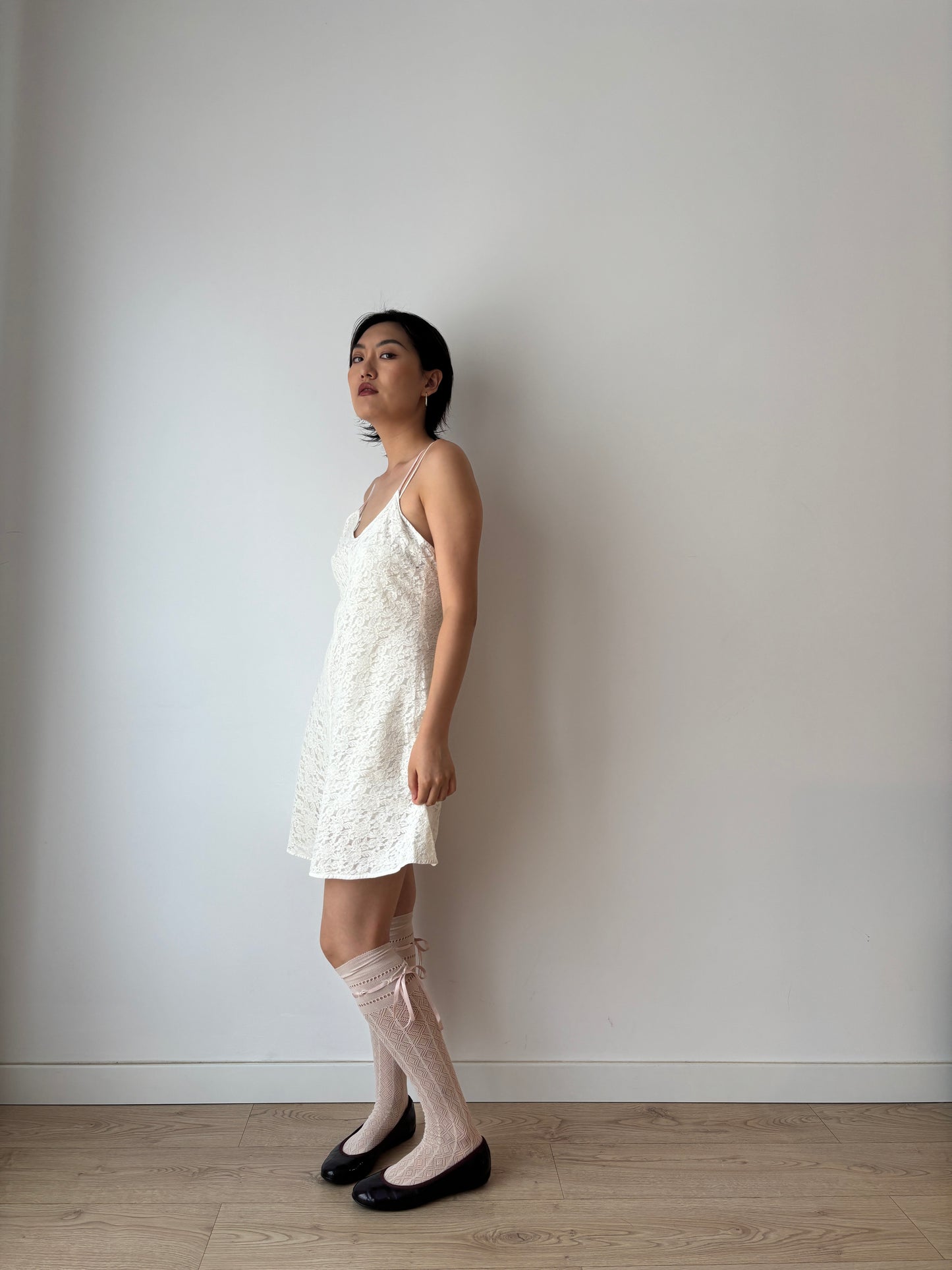 1930s Antique White Rich Lace Edwardian cotton Slip mini dress