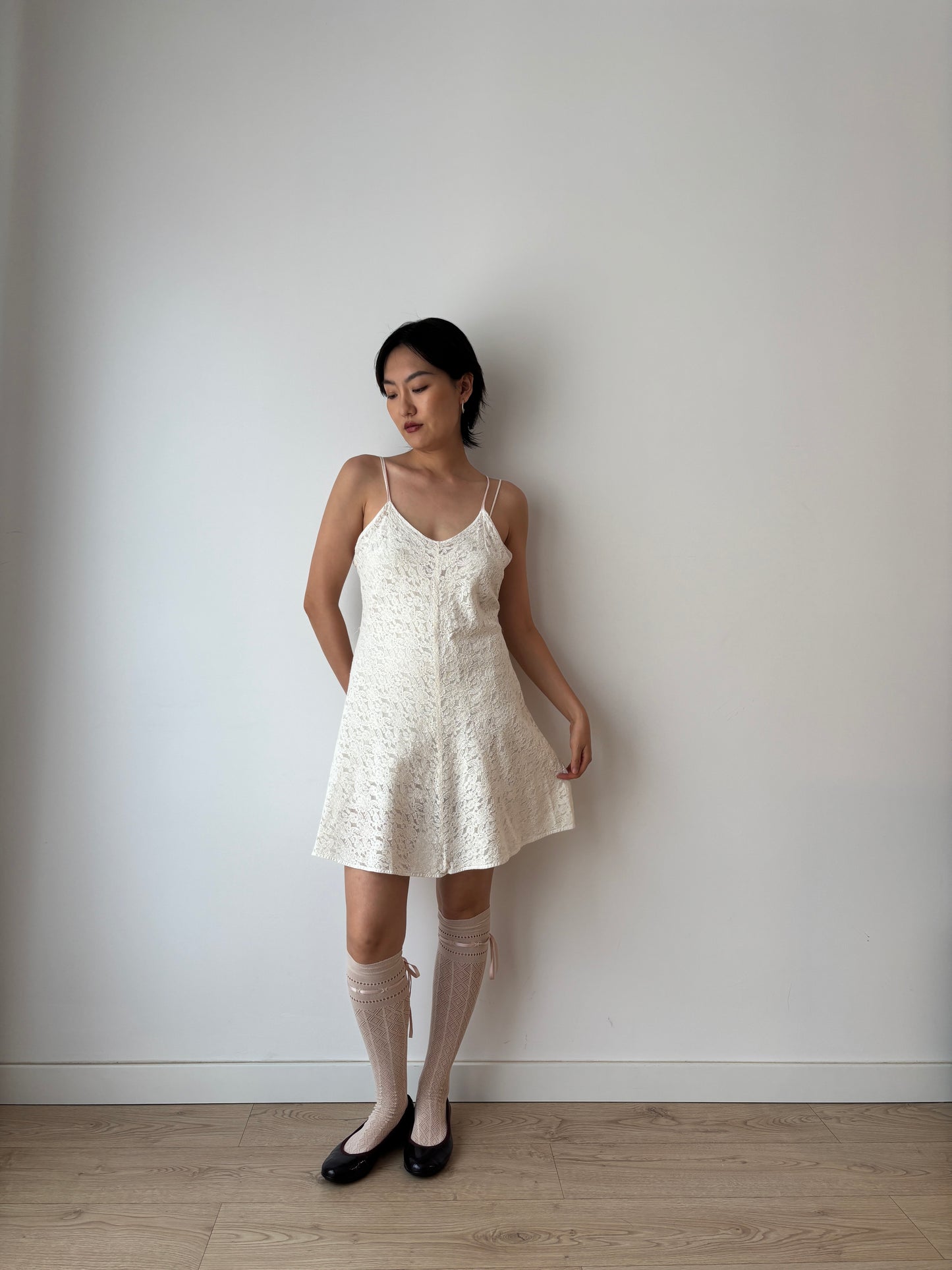 1930s Antique White Rich Lace Edwardian cotton Slip mini dress