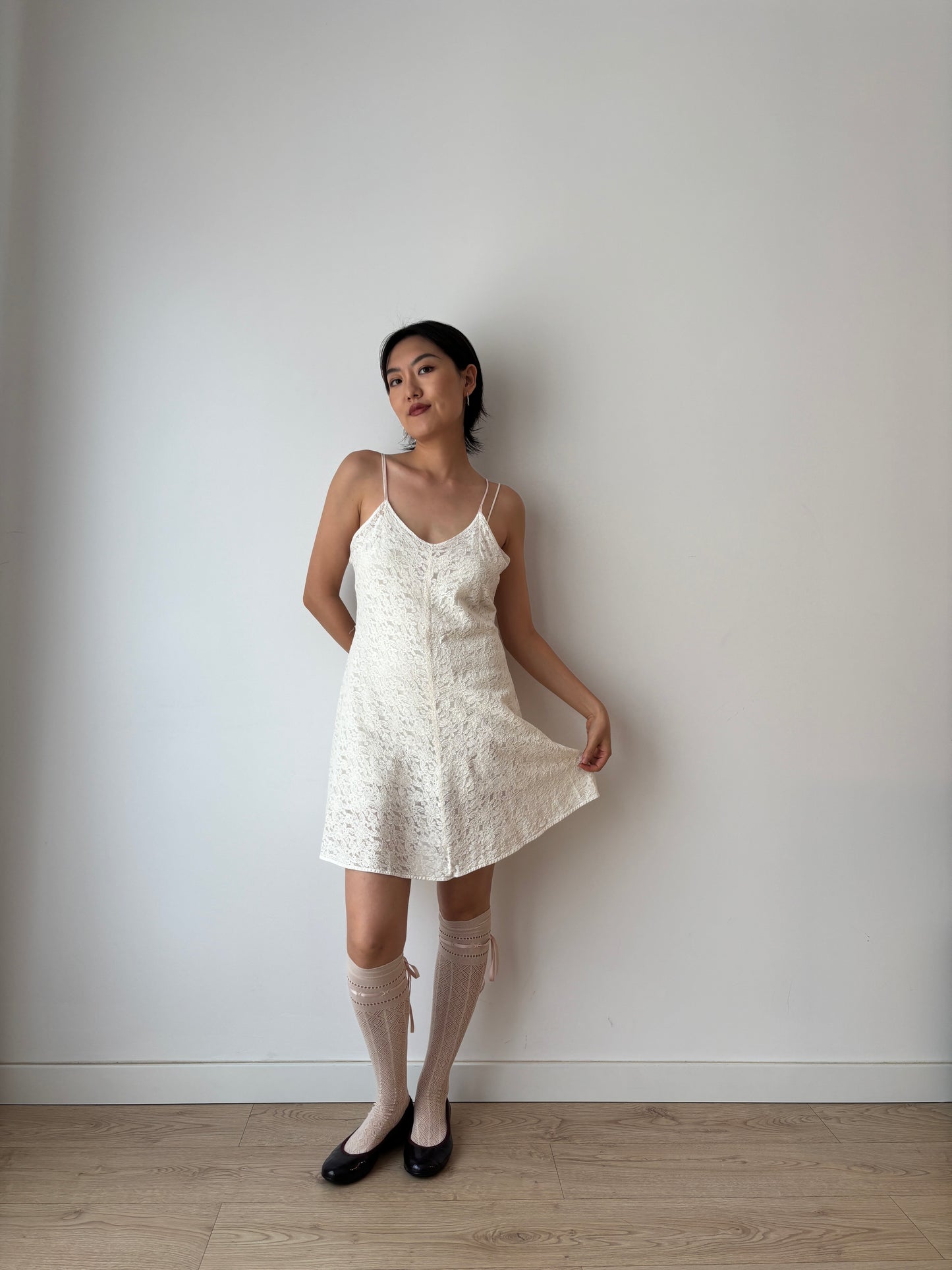 1930s Antique White Rich Lace Edwardian cotton Slip mini dress